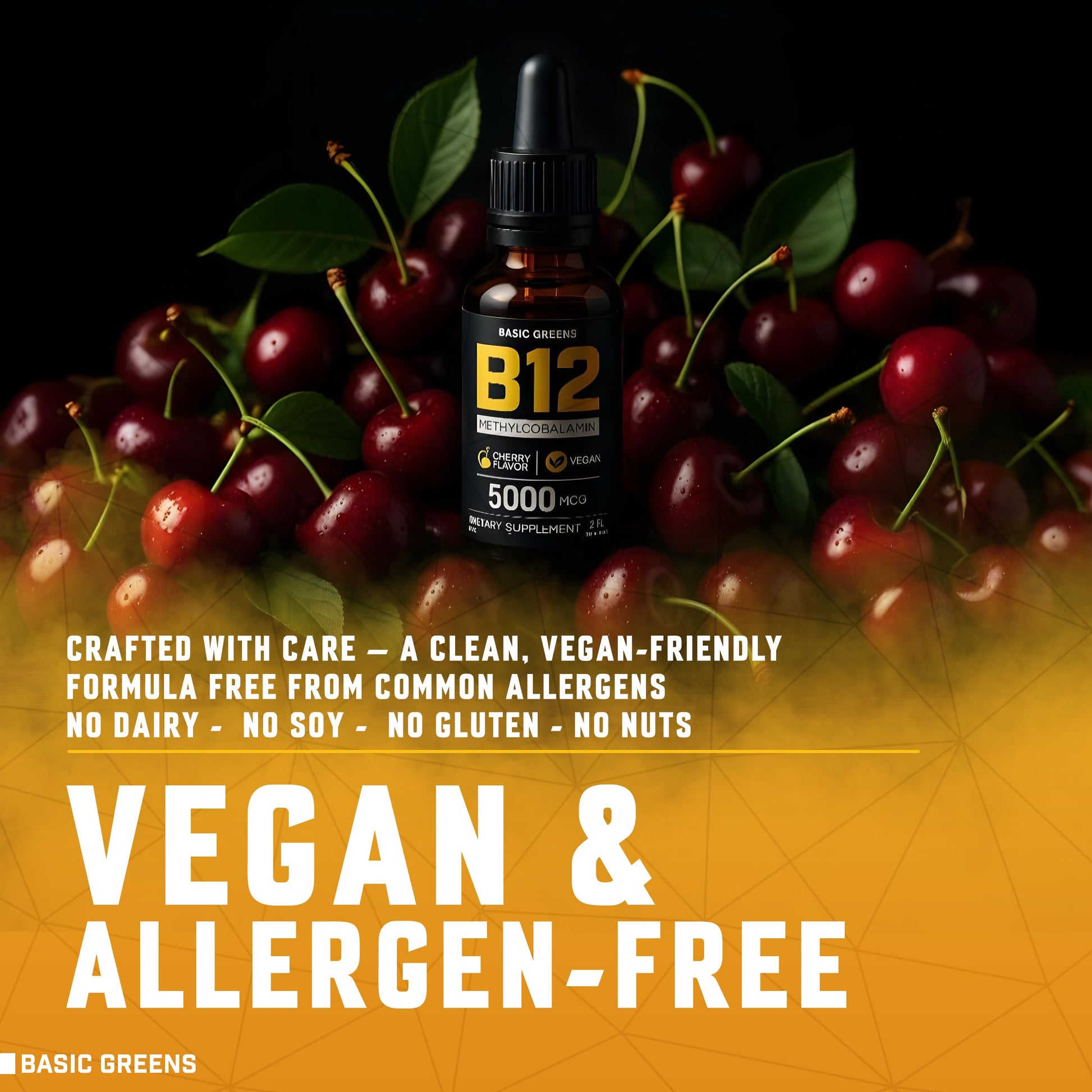 Vitamin B12 Sublingual Liquid Drops 5000 mcg – Vegan Methyl B-12 Supplement for Energy & Focus – B 12 Vitamin for Women & Men BASIC GREENS buy supplements canada