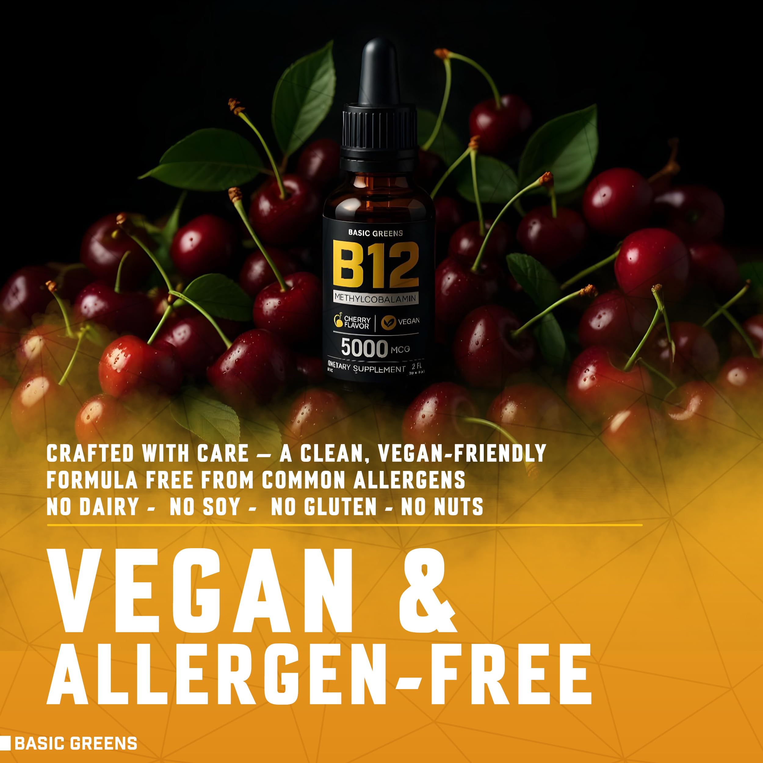 Vitamin B12 Sublingual Liquid Drops 5000 mcg – Vegan Methyl B-12 Supplement for Energy & Focus – B 12 Vitamin for Women & Men BASIC GREENS buy supplements canada