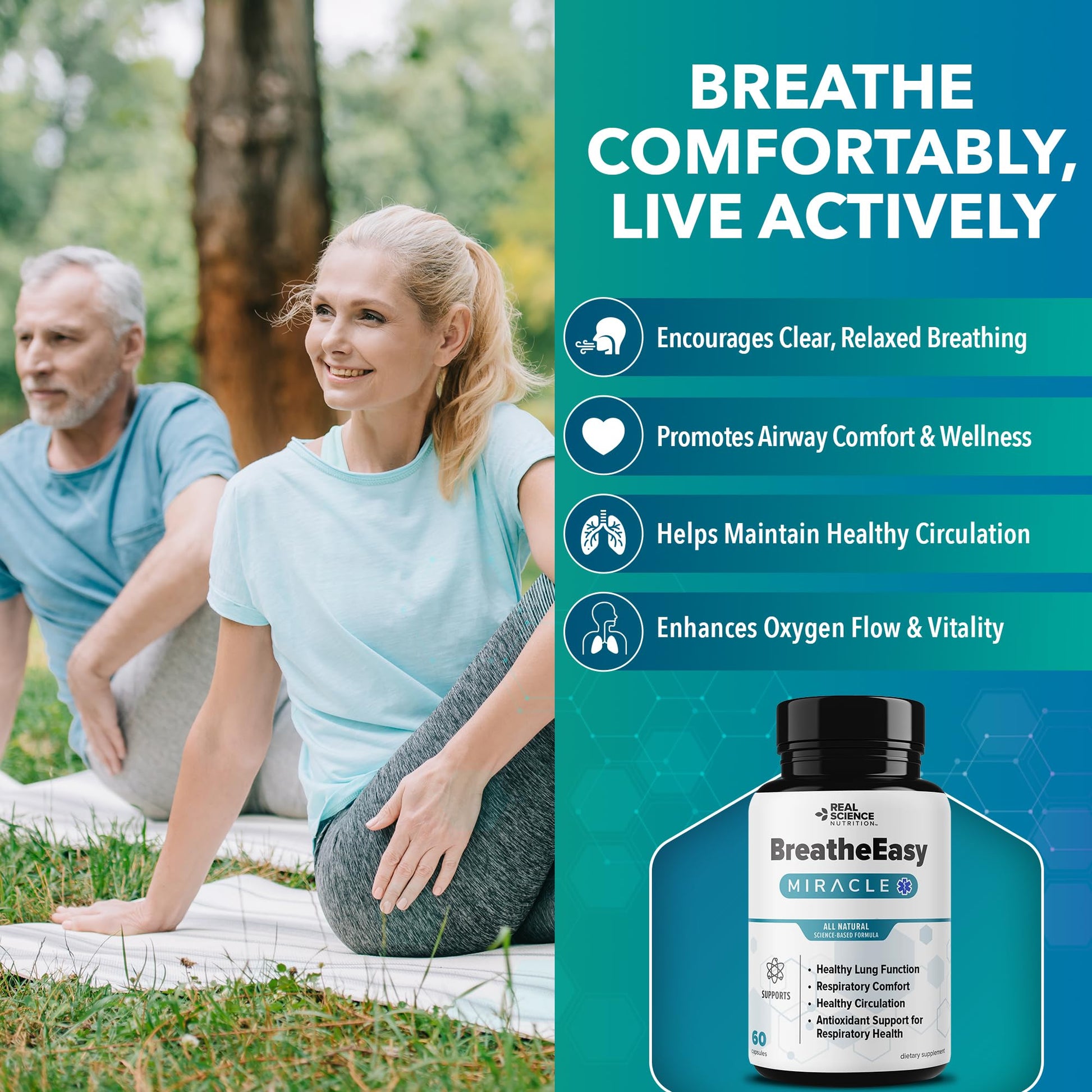 Real Science Nutrition BreatheEasy Lung Support Supplement for Lung Health & Respiratory Wellness – Lung Cleanse Formula with Vinitrox, GABA for Circulation Support - Made in USA - 60 Capsules Real Science Nutrition buy supplements canada