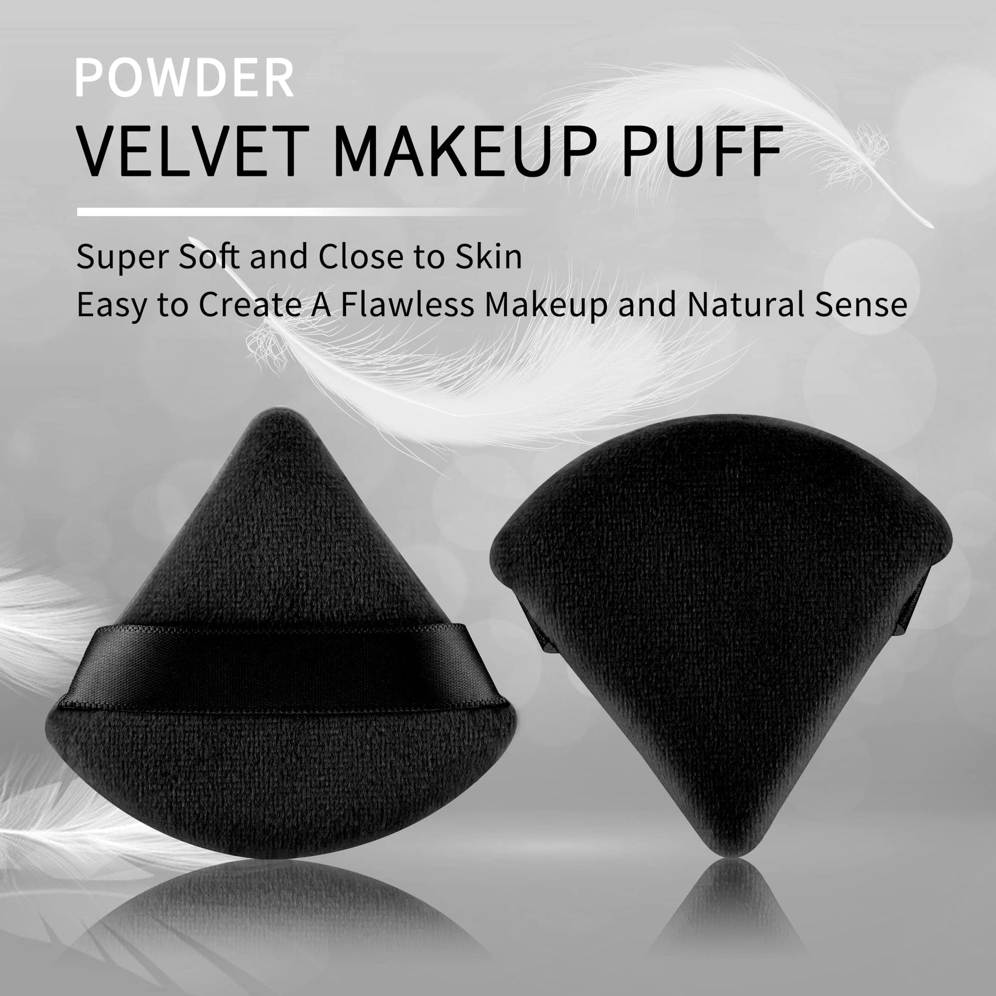 2 Pcs EVAOUXIU Triangle Powder Puff for Face Powder, Soft Plush Setting Makeup Puff, Velour Cosmetic Foundation Blender Sponge Beauty Makeup Tools (Black) EVAOUXIU buy supplements canada