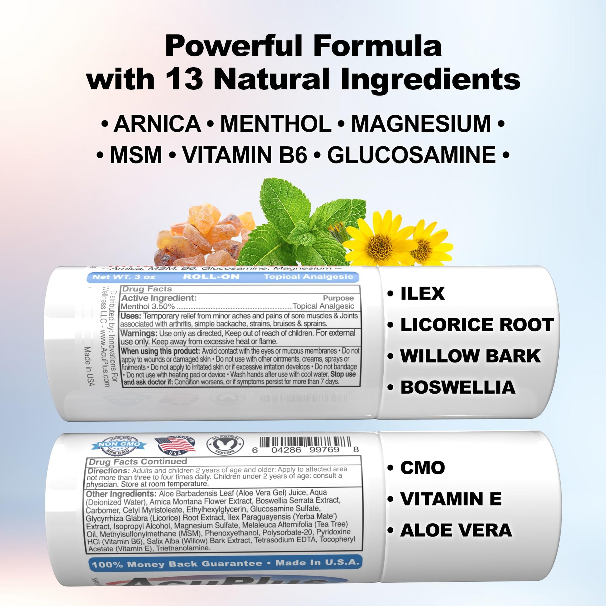 AcuPlus - Pain Relief Roll On - Topical Anti Inflammatory to Soothe Muscles & Joints - Arthritis Pain Reliever, Bursitis, Tendonitis Cream - TSA Compliant, Convenient Roll On - 3 fl. oz. (Pack of 1) AcuPlus buy supplements canada