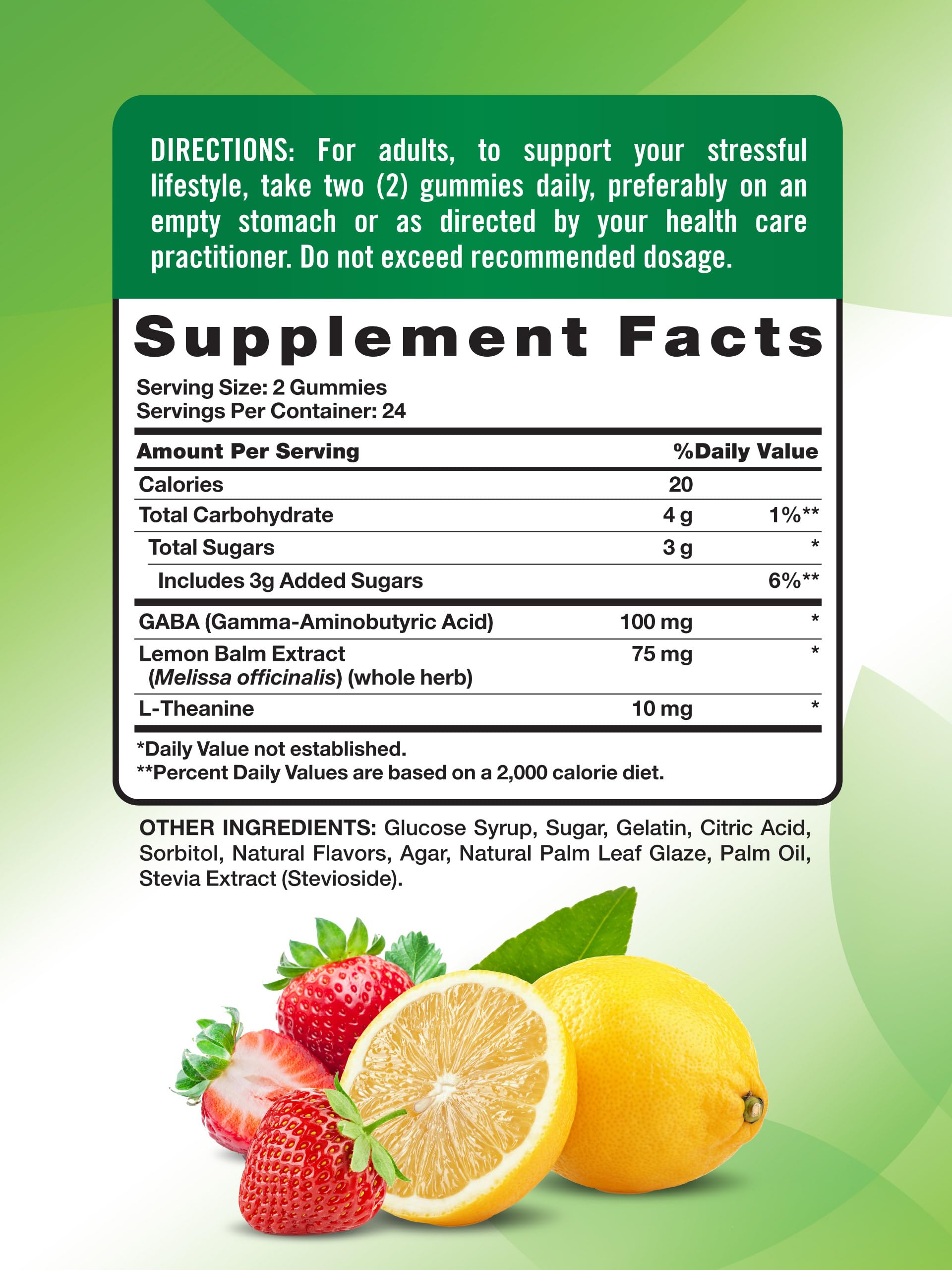 Nature's Truth Stress Relief Gummies for Adults | with Gaba, L Theanine, and Lemon Balm | Lemon Strawberry Flavor | Non-GMO & Gluten Free Supplement Nature's Truth buy supplements canada