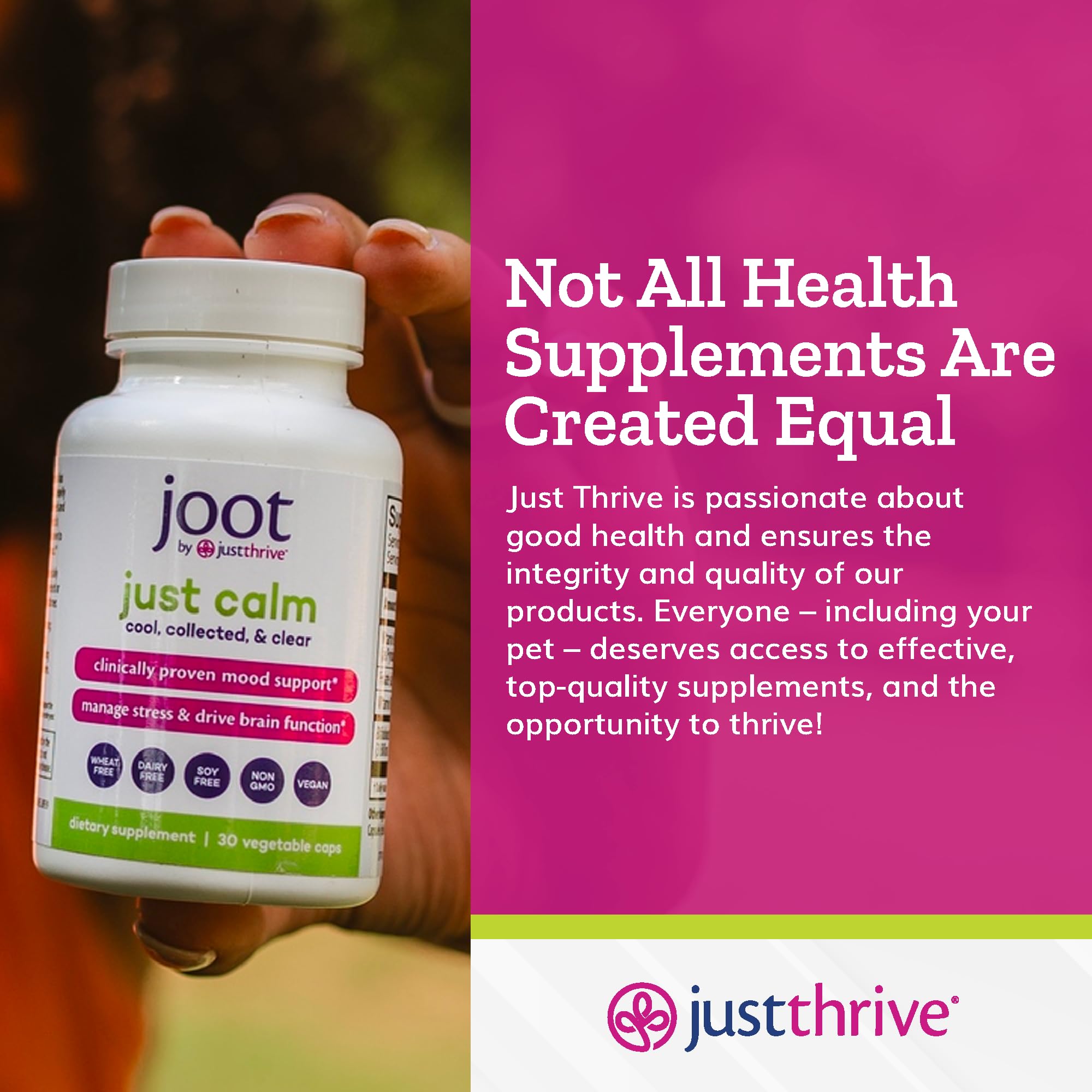 Just Thrive - Just Calm - Cortisol Manager - Calming, Memory, and Mood Support Supplement - Vegan, 30 Calm Capsules Just Thrive buy supplements canada