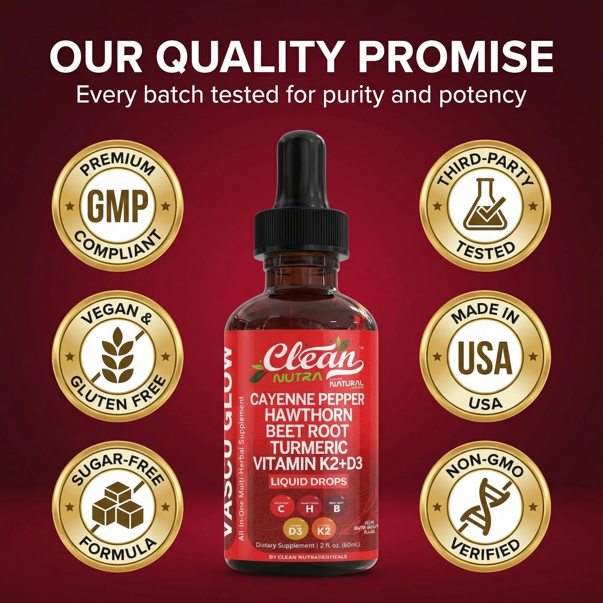 Clean Nutra Cayenne Pepper Drops Supplement Liquid + Hawthorn Berry, Vitamin D3 K2 Beet Root Powder, Ceylon Cinnamon, Turmeric Curcumin Clean Nutraceuticals buy supplements canada