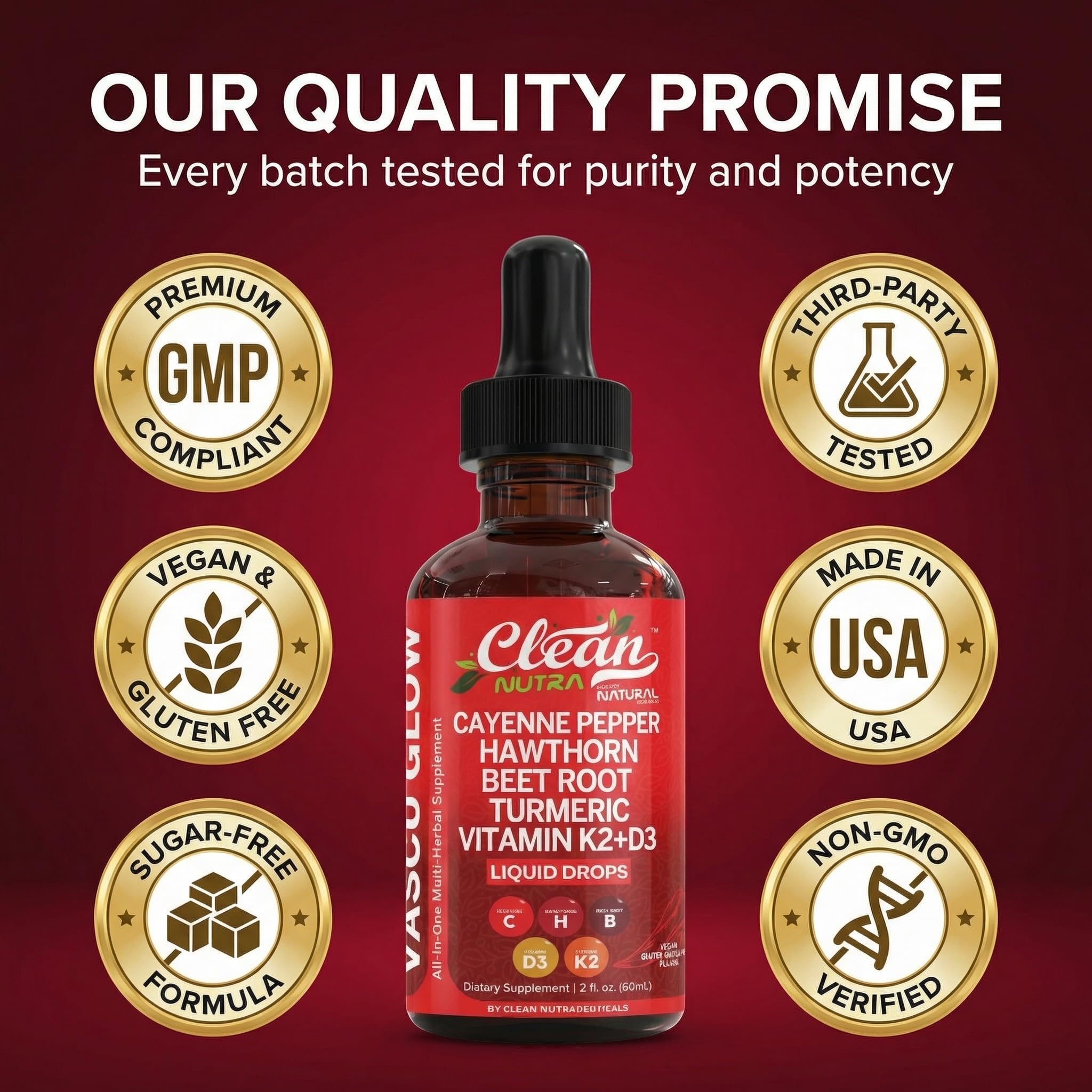 Clean Nutra Cayenne Pepper Drops Supplement Liquid + Hawthorn Berry, Vitamin D3 K2 Beet Root Powder, Ceylon Cinnamon, Turmeric Curcumin Clean Nutraceuticals buy supplements canada