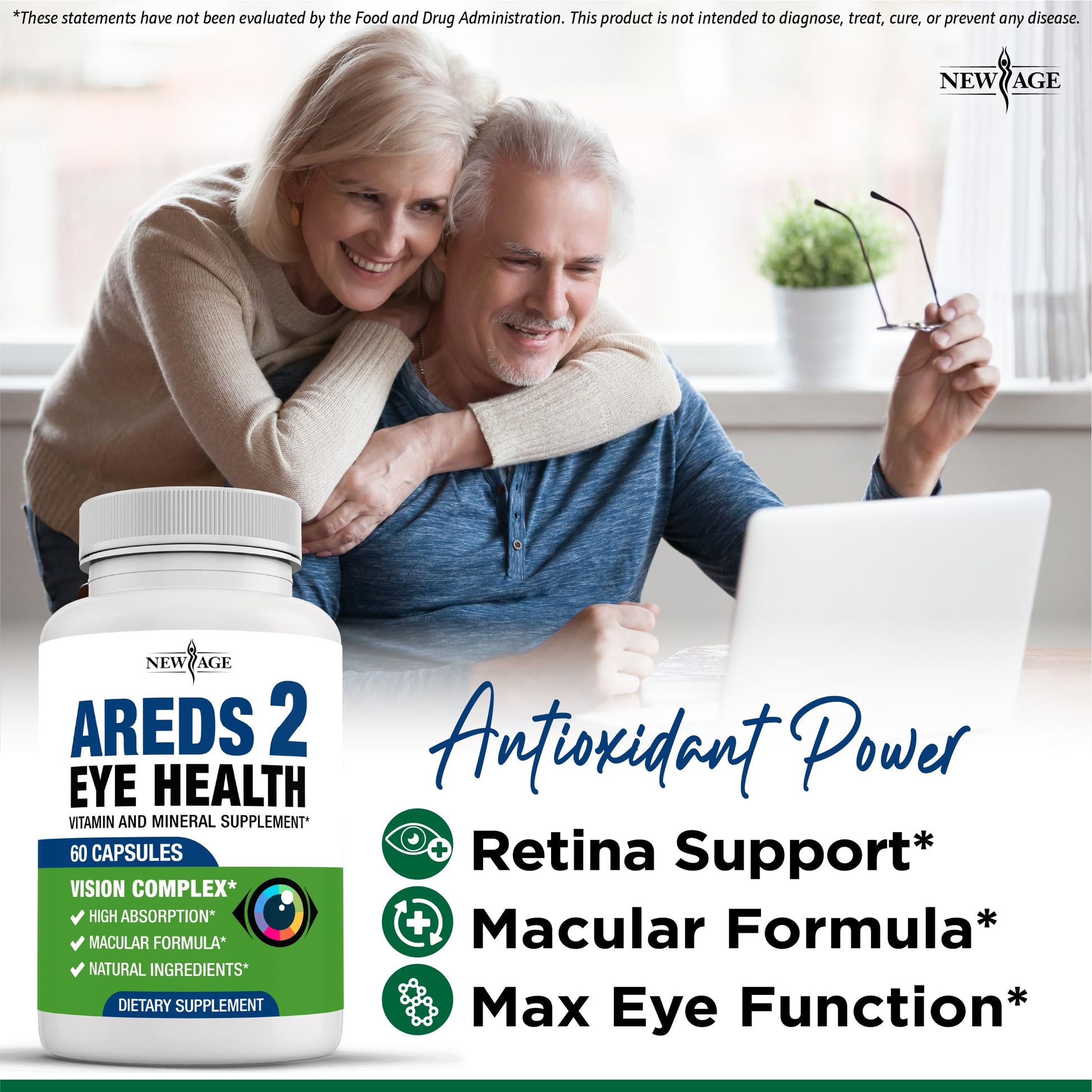 NEW AGE AREDS 2 Eye Vitamins - Lutein, Zeaxanthin, Bilberry, Astaxanthin Mineral Vision Supplement - 180 Count NEW AGE buy supplements canada