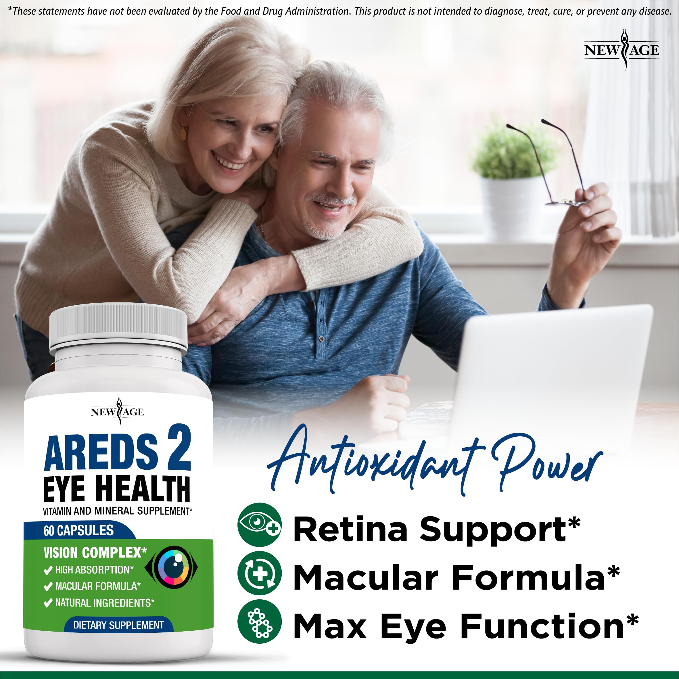 NEW AGE AREDS 2 Eye Vitamins - Lutein, Zeaxanthin, Bilberry, Astaxanthin Mineral Vision Supplement - 180 Count NEW AGE buy supplements canada