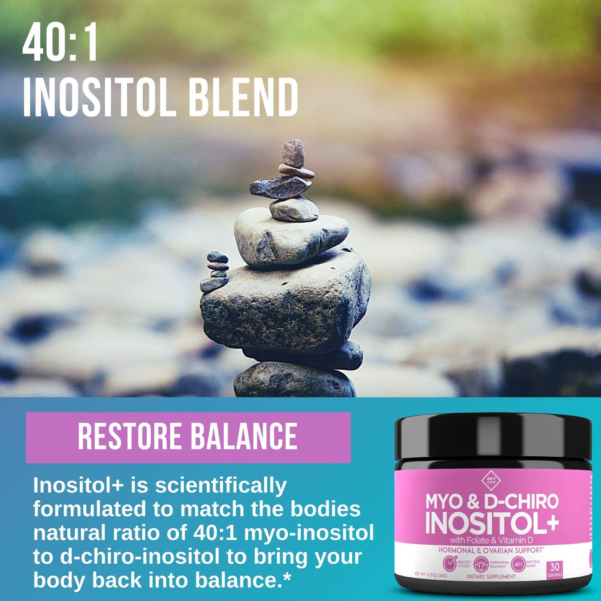Premium Inositol Supplement Bundle - Myo-Inositol and D-Chiro Inositol Plus Folate Optify buy supplements canada