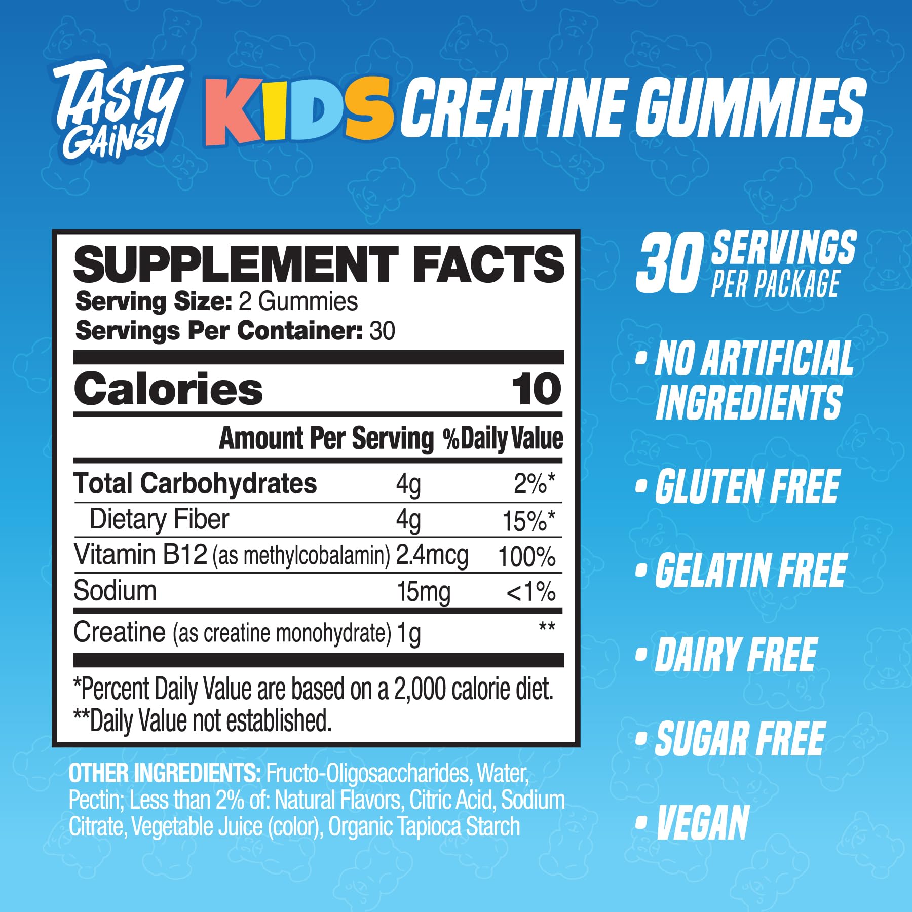 TASTY GAINS Kids & Teen Creatine Gummies with Vitamin B12 for Growth Support, Easy Chew Daily Supplement, Gummy Vitamins for Kids and Teens, Ages 5+ TASTY GAINS buy supplements canada
