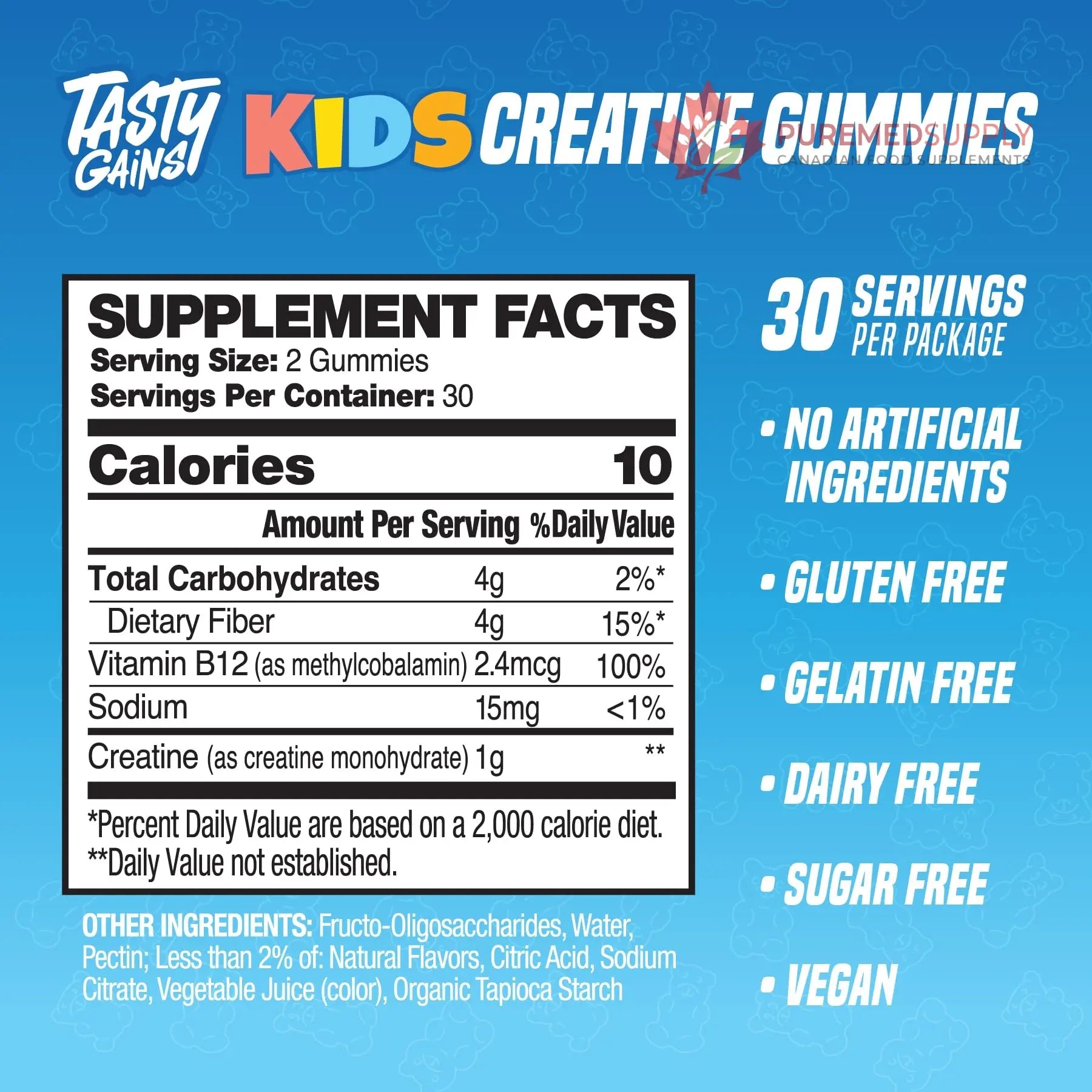 TASTY GAINS Kids & Teen Creatine Gummies with Vitamin B12 for Growth Support, Easy Chew Daily Supplement, Gummy Vitamins for Kids and Teens, Ages 5+ TASTY GAINS buy supplements canada