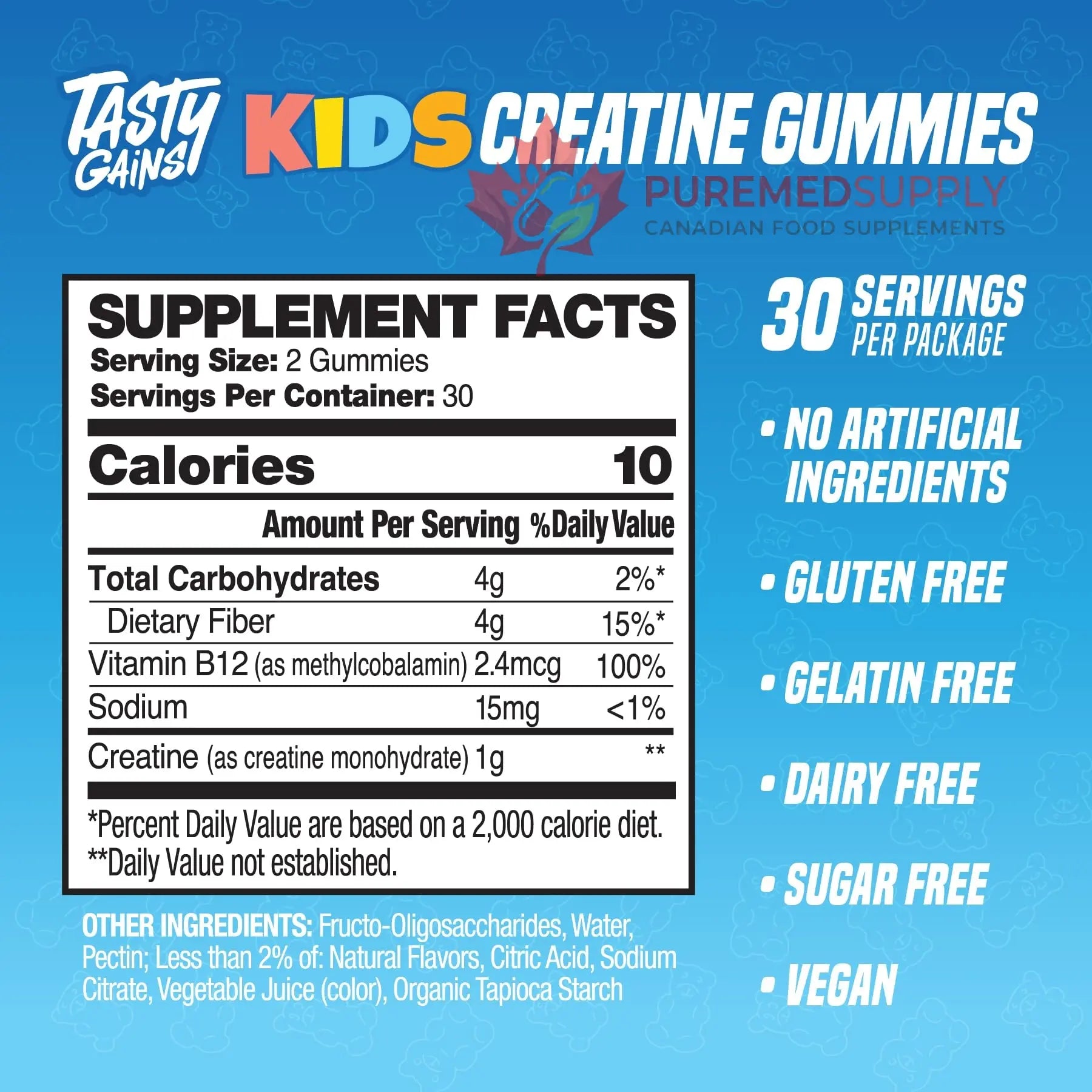 TASTY GAINS Kids & Teen Creatine Gummies with Vitamin B12 for Growth Support, Easy Chew Daily Supplement, Gummy Vitamins for Kids and Teens, Ages 5+ TASTY GAINS buy supplements canada