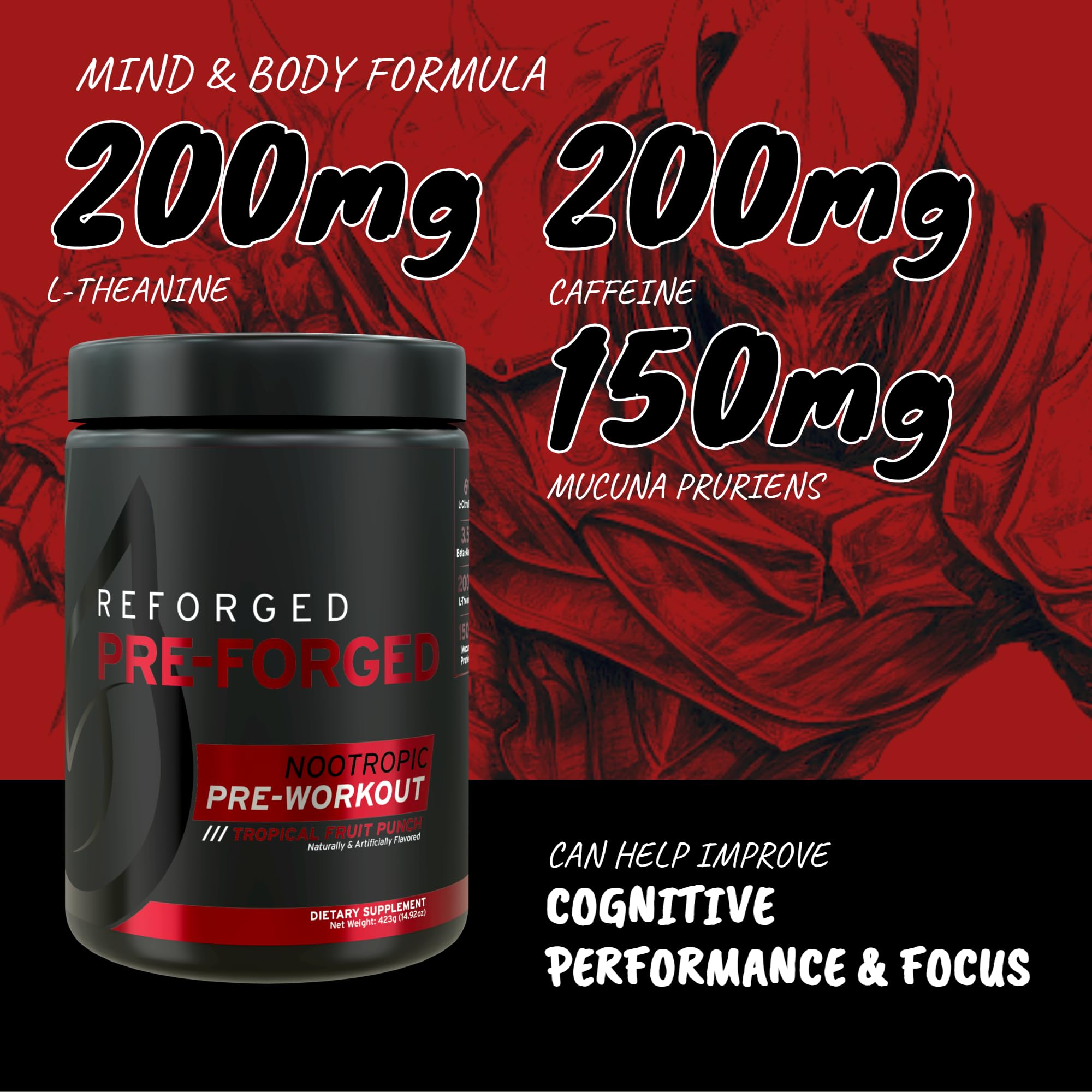 Reforged Pre-Forged L Theanine Pre Workout Powder Drink | Nootropic Nitric Oxide Energy Reforged buy supplements canada