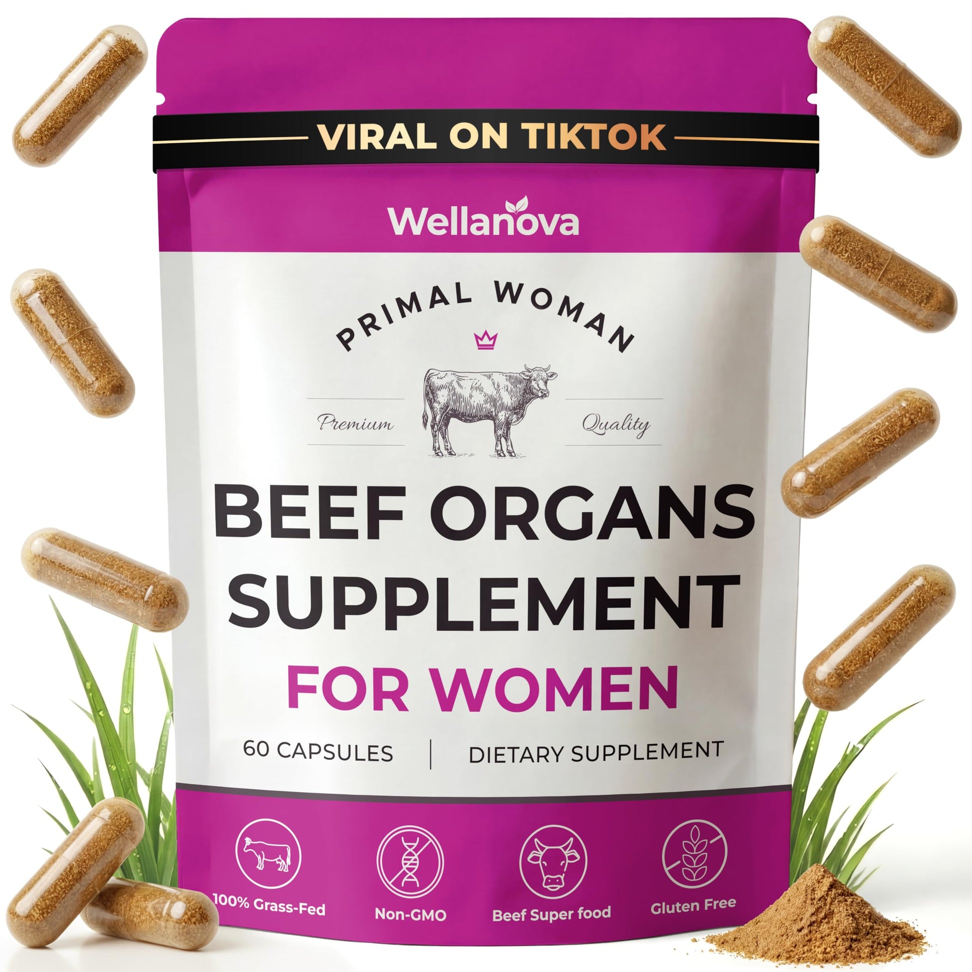 Primal Beef Organ Supplement for Women, Grass-Fed Ancestral Superfood Supplement with Uterus & Liver for Hormone Balance & Queen Energy - 60 Day Supply Wellanova buy supplements canada