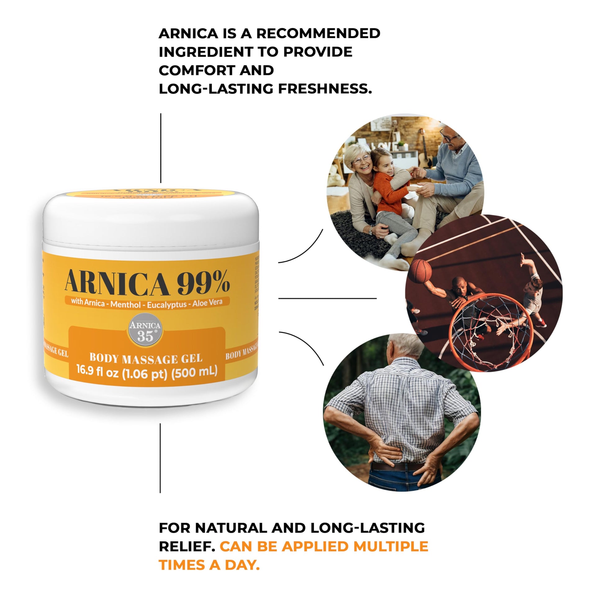 Arnica 35 Arnica Body Massage Gel – Water-Based Cosmetic Massage Gel with Arnica Montana, Fast-Absorbing Lightweight Texture, Non-Greasy Feel, Dermatologically Tested, 16.9 fl oz Arnica buy supplements canada
