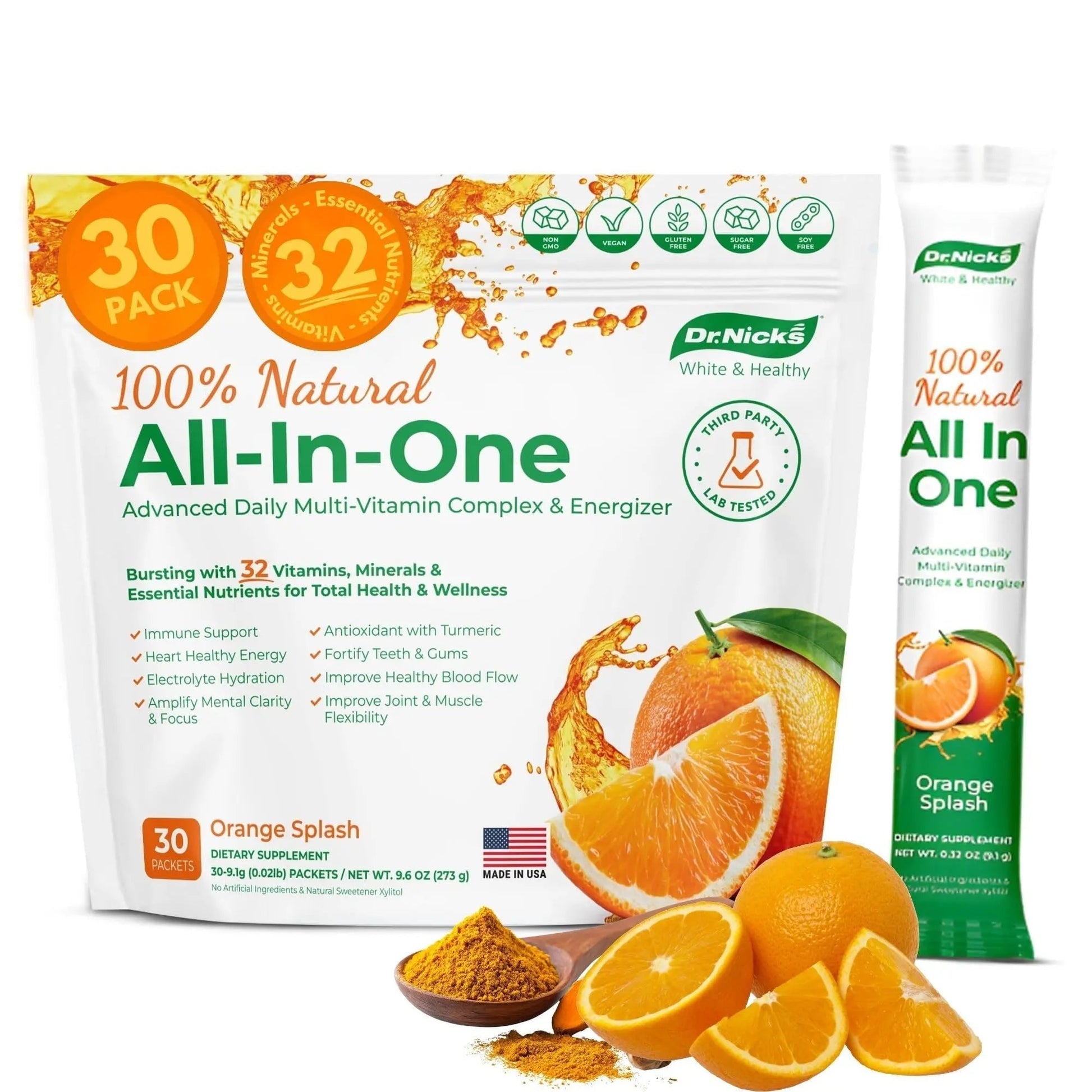 Dr. Nick's Multivitamin Powder for Women, 30 Pack, Orange Splash, Multivitamin for Women with 32 Vitamins and Minerals Dr.Nick's White & Healthy buy supplements canada