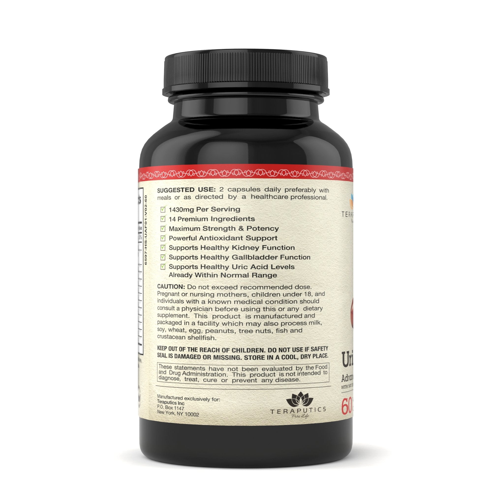 Uric Acid Support Formula | Advanced Uric Acid Cleanse & Kidney Support Supplement - Includes Tart Cherry Concentrate, Celery Seed Extract + 12 More High Potency Ingredients, 60 Veggie Capsules Teraputics buy supplements canada