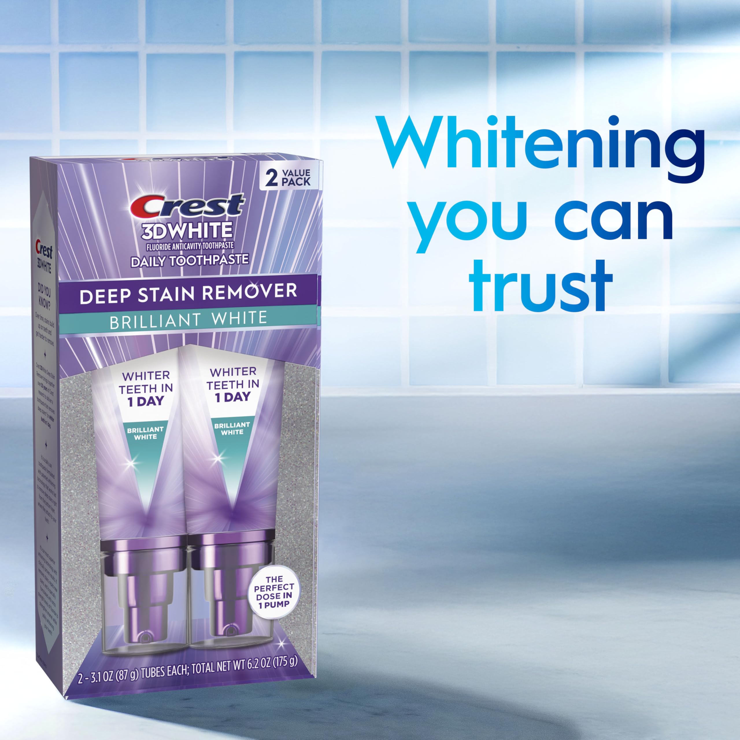 Crest 3DWhite Brilliance Deep Stain Remover Brilliant White Toothpaste - 3.1oz/2pk Crest buy supplements canada