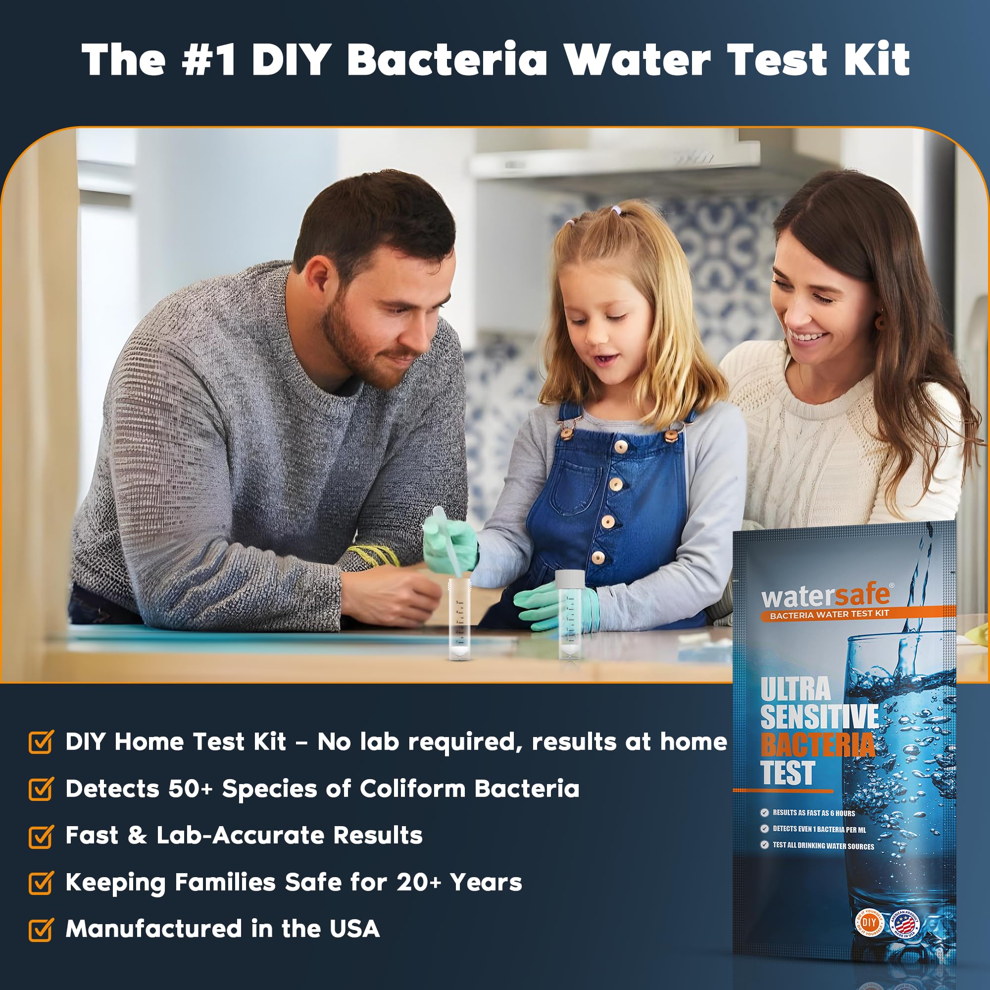 Watersafe® Bacteria Water Test Kit – USA-Made – Results as Fast as 6 Hours – Detects Coliform (Inc. E. coli) & Non-Coliform Bacteria in Drinking, Well & Tap Water – Lab-Quality Testing – 1 Pack Watersafe buy supplements canada