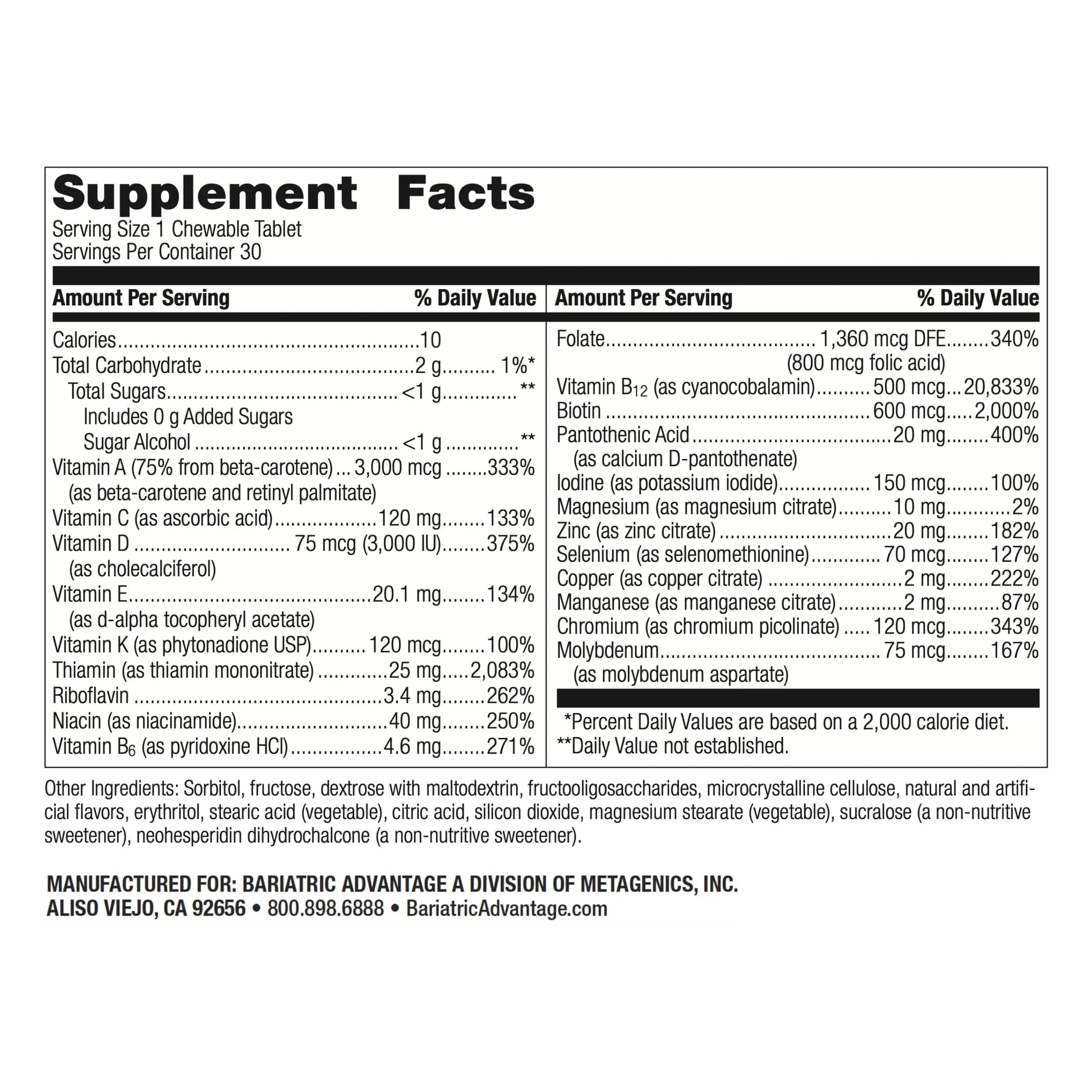 Bariatric Advantage Chewable Ultra Solo Without Iron - Once-Per-Day Daily Multivitamin - for Bariatric Surgery Patients Bariatric Advantage buy supplements canada