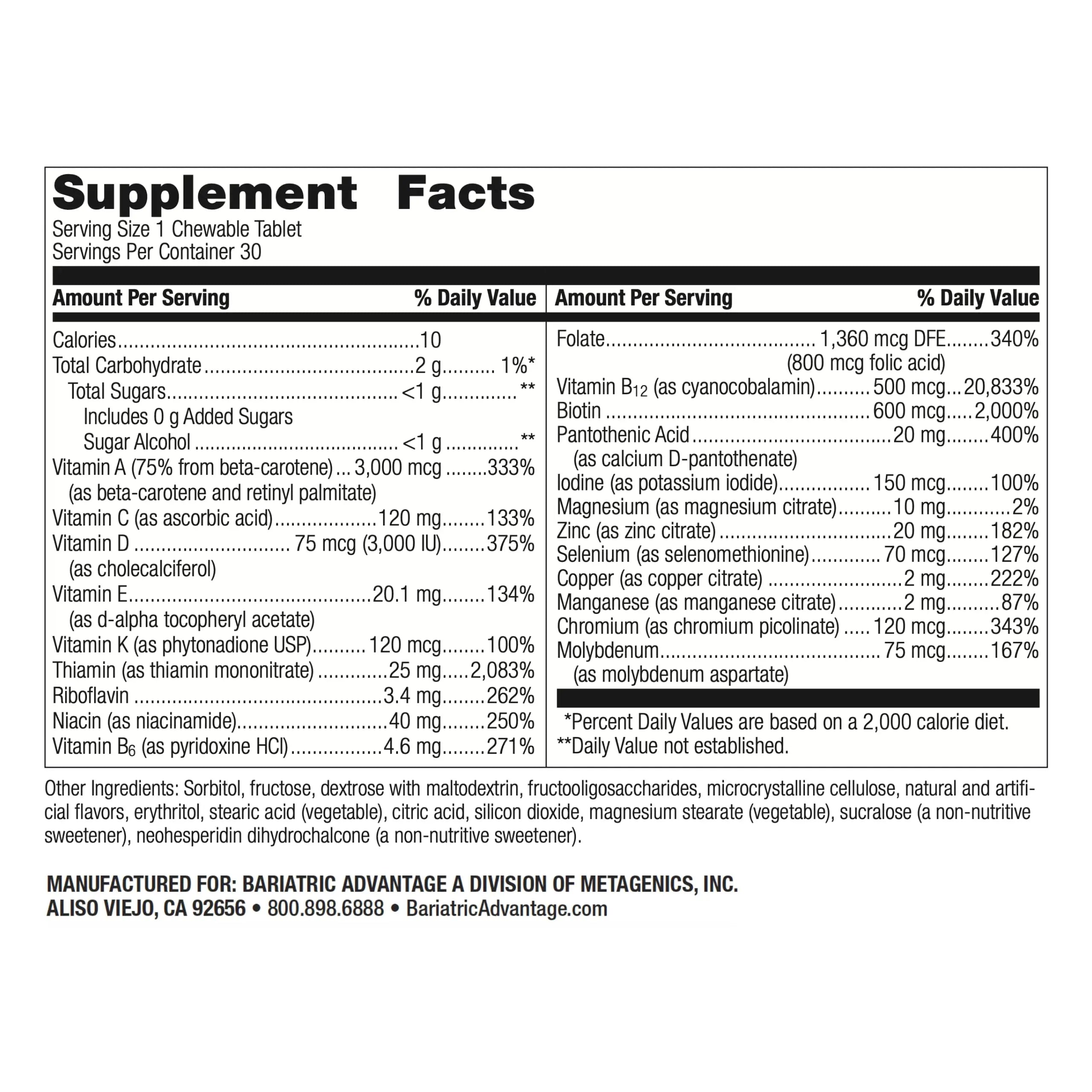 Bariatric Advantage Chewable Ultra Solo Without Iron - Once-Per-Day Daily Multivitamin - for Bariatric Surgery Patients Bariatric Advantage buy supplements canada