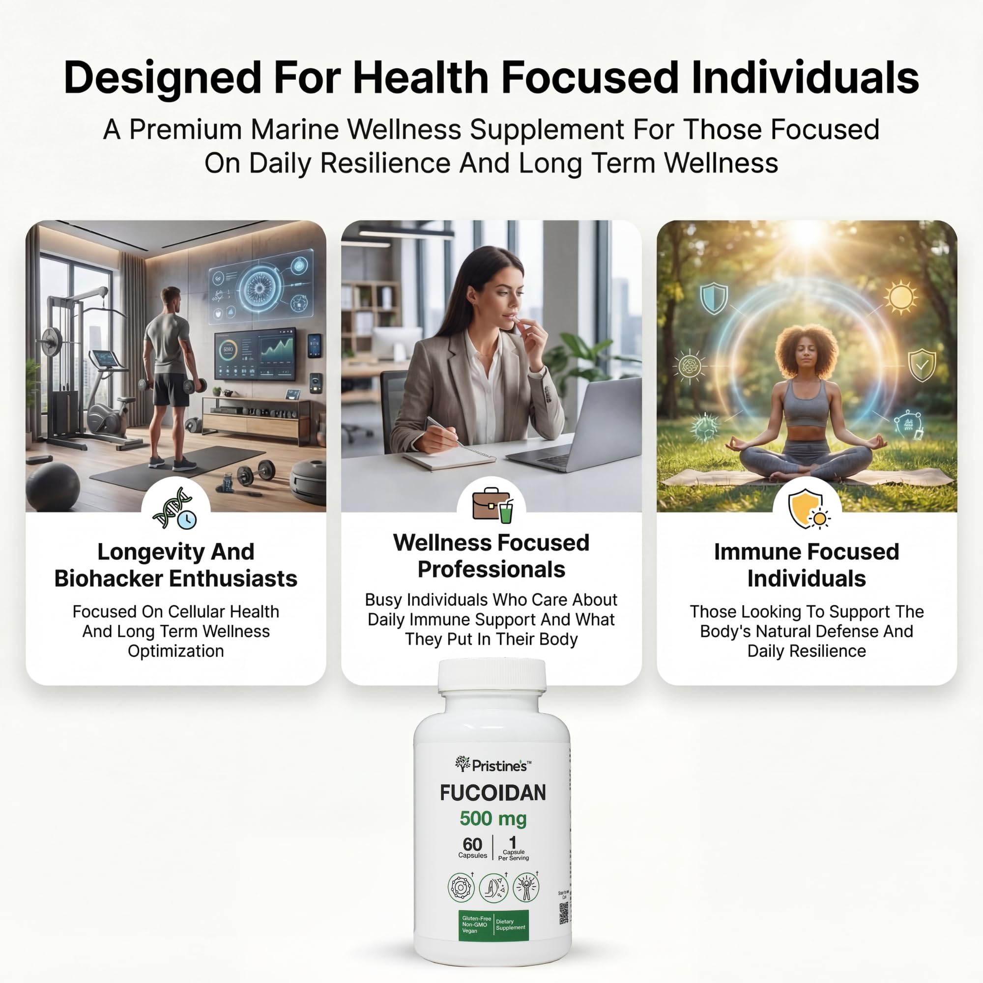 PRISTINE'S Fucoidan 500MG Immunity Supplement Capsules - 60 Day Supply - Brown Seaweed Extract - Potent Herbal Antioxidant Lung Health & Skin Health Support PRISTINE'S buy supplements canada