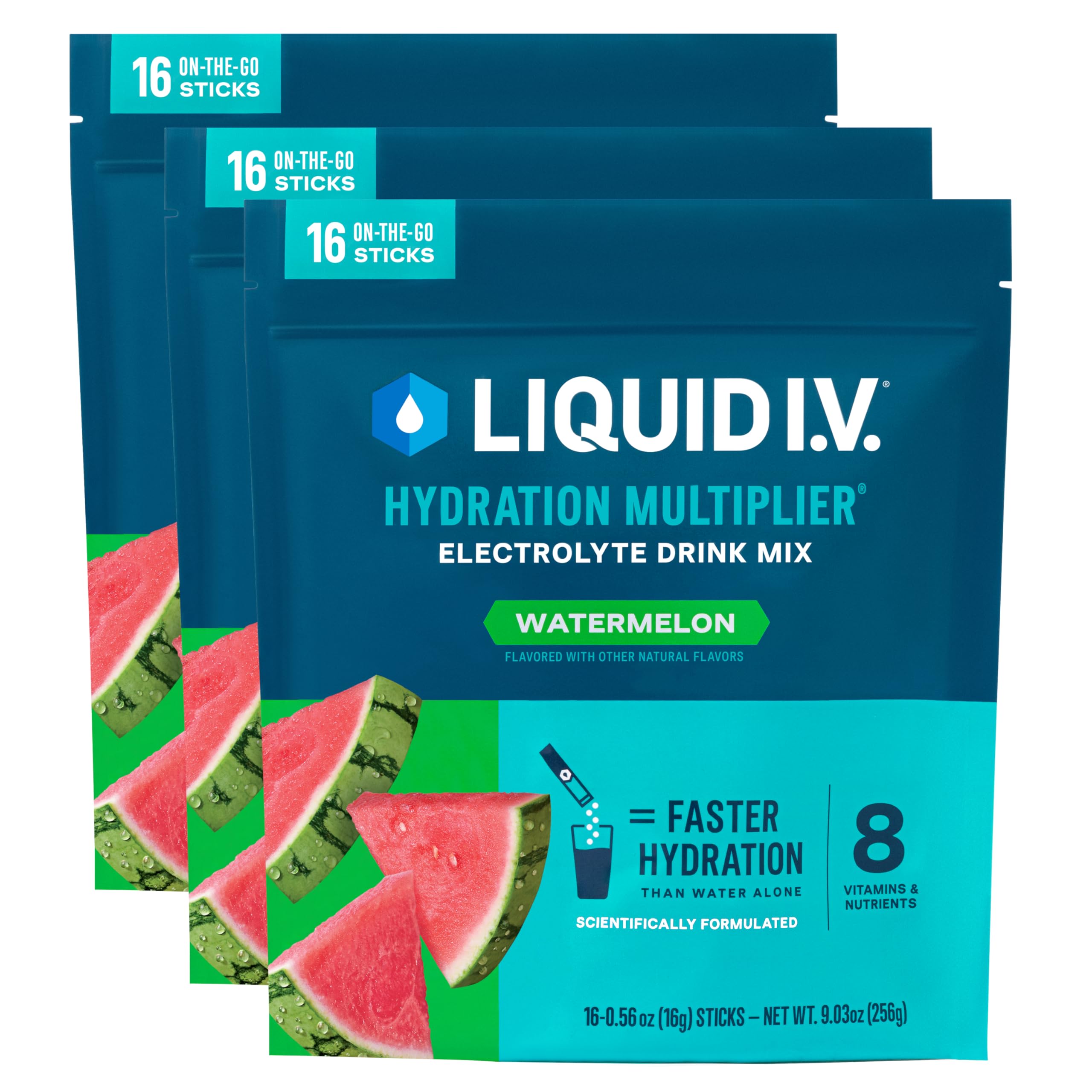 Liquid I.V.® Hydration Multiplier - Watermelon | Electrolyte Powder Drink Mix | 3 Pack (48 Servings) Liquid I.V. buy supplements canada