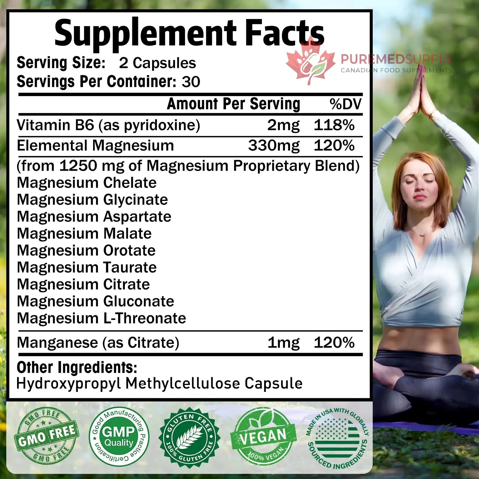 Magnesium Supplement with 9 Forms of High Absorption Magnesium Glycinate, L-threonate, Citrate, Malate and More for Muscle, Brain Support, Non-GMO, Gluten & Soy Free, 60 Capsules Simlike buy supplements canada