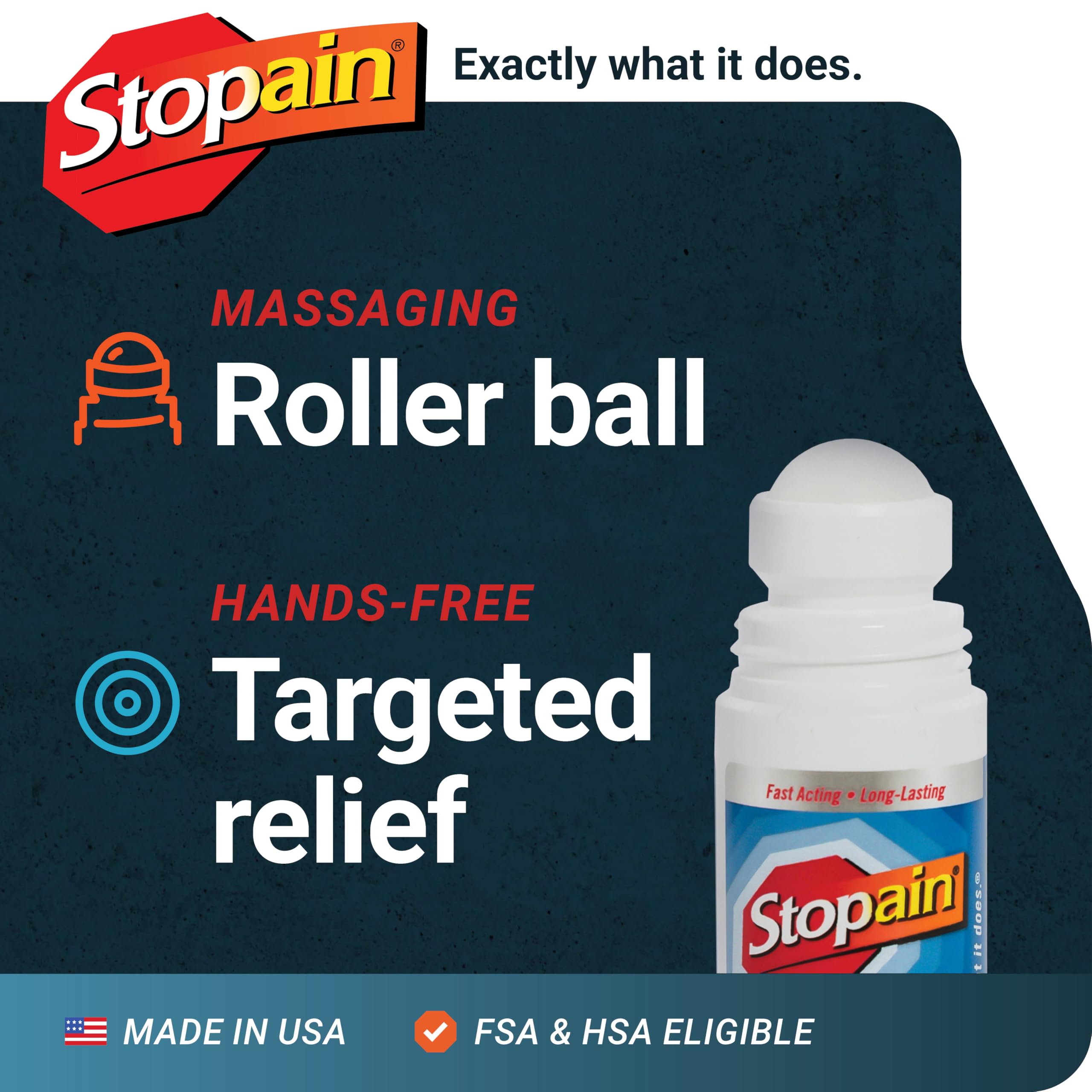 Stopain Pain Relief Roll On Gel 3oz, USA Made, Max Strength Fast Acting with MSM, Glucosamine, Menthol for Arthritis, Lower Back, Knee, Neck, HSA FSA Approved OTC Topical Analgesic Products Stopain buy supplements canada