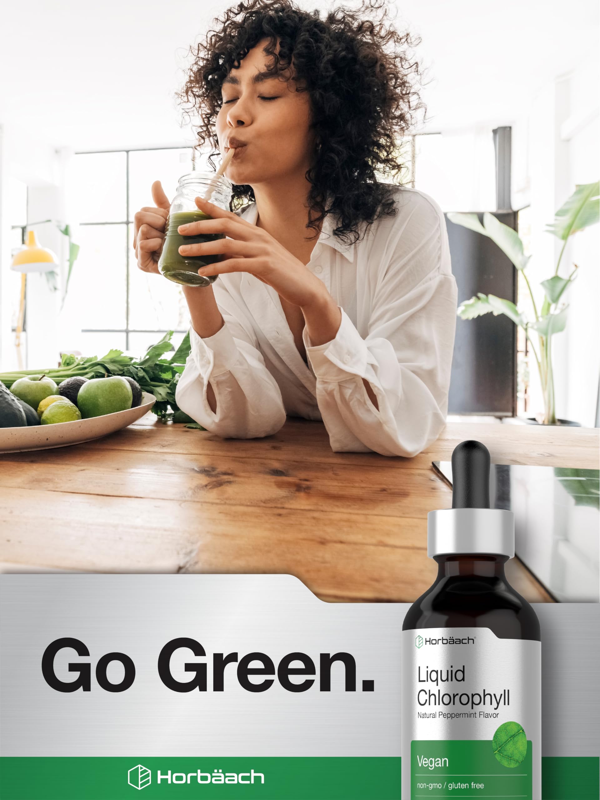 Horbäach Liquid Chlorophyll Drops | 2 oz | Vegan, Non-GMO, and Gluten Free Formula | Natural Peppermint Flavor Horbäach buy supplements canada