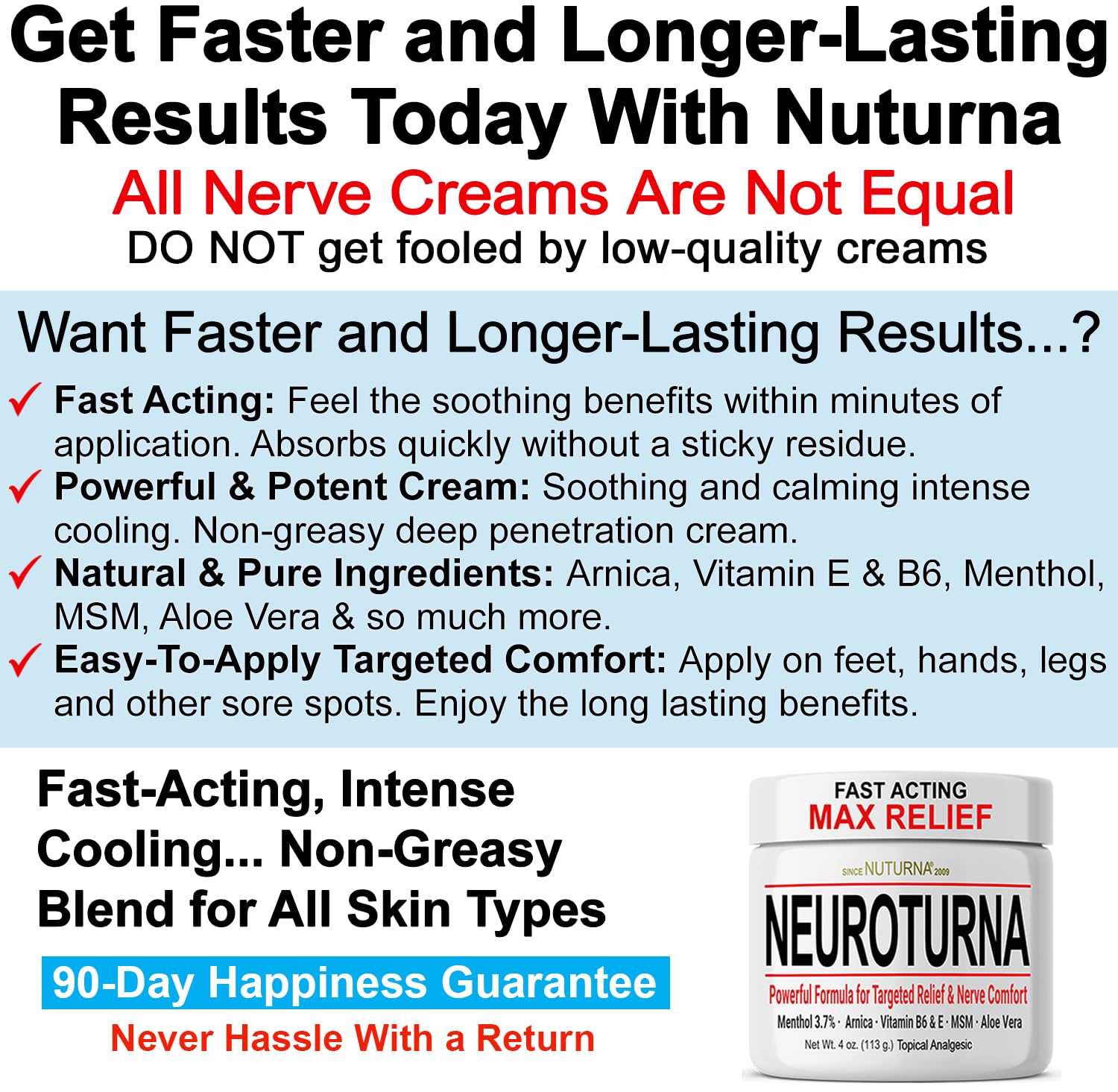 Neuropathy Nerve Cream - Fast Acting for Feet Hands Legs Toes - Ultra Strength Menthol, Arnica, Aloe Vera, MSM, Natural Soothing Nerve Comfort - Extra Large 8 oz Nuturna buy supplements canada