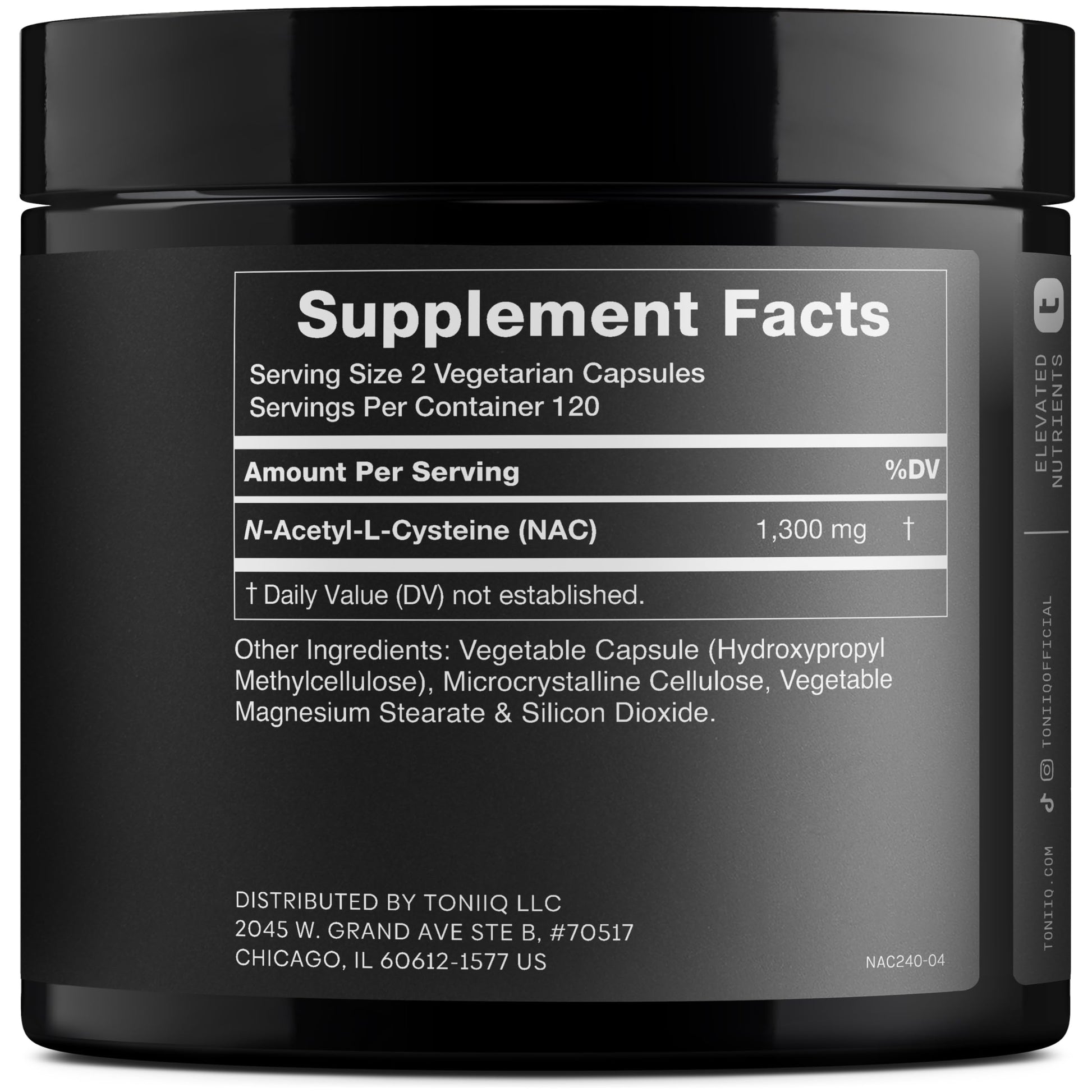 Toniiq 1300mg NAC - 4 Month Supply - Min. 98%+ Tested Purity - Ultra High Strength Bioavailable NAC Cysteine Supplement - 240 Vegetarian N Acetyl Cysteine Toniiq buy supplements canada