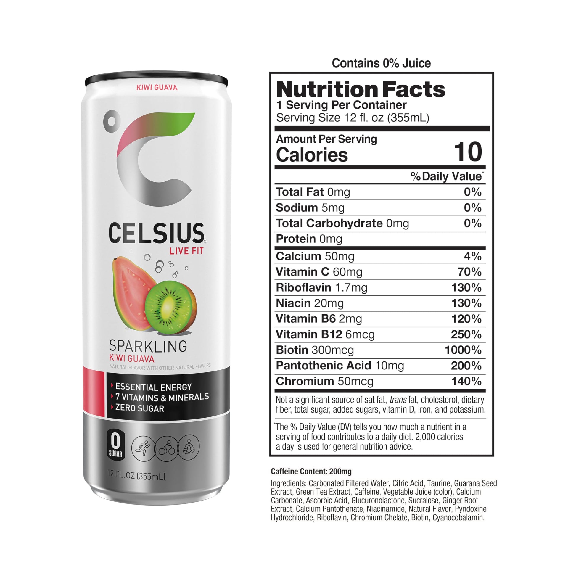 CELSIUS Sparkling Kiwi Guava, Functional Essential Energy Drink 12 Fl Oz (Pack of 12) CELSIUS buy supplements canada