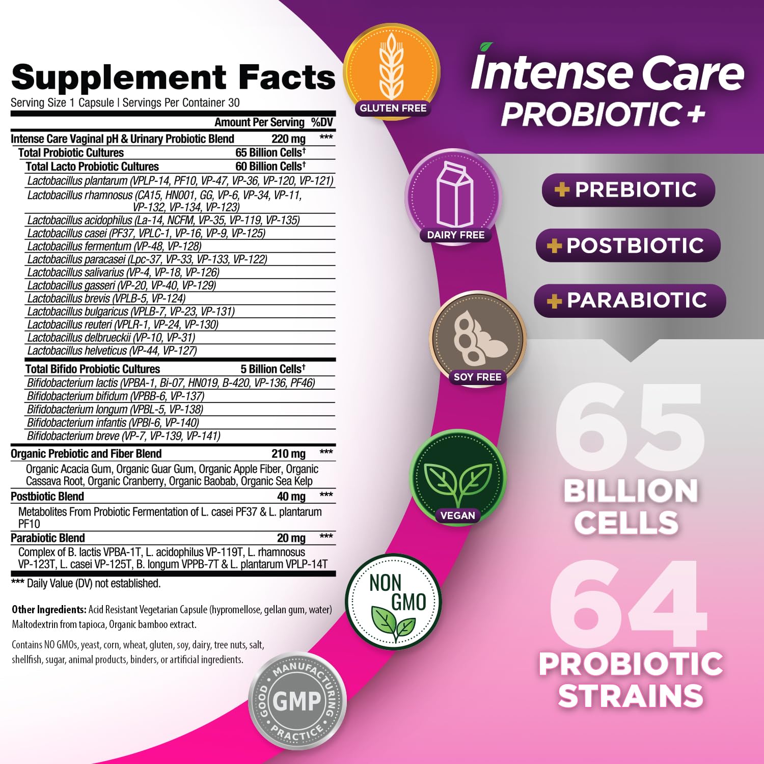Vital Planet - Intense Care Vaginal pH & Urinary Probiotics, Prebiotics, Postbiotics, Parabiotics, 4-in-1 Refrigerated Supplement for Adults, 65 Billion CFU, 64 Strains, Digestive and Immune, 30 ct Vital Planet buy supplements canada