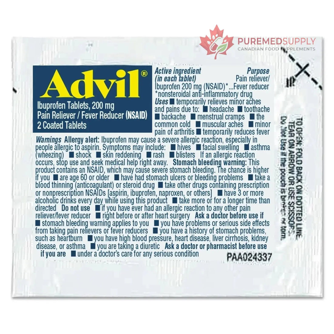 Advil Ibuprofen Tablets, 200mg, Refill Pack, Two Tablets/Packet, 30 Packets/Box Advil buy supplements canada