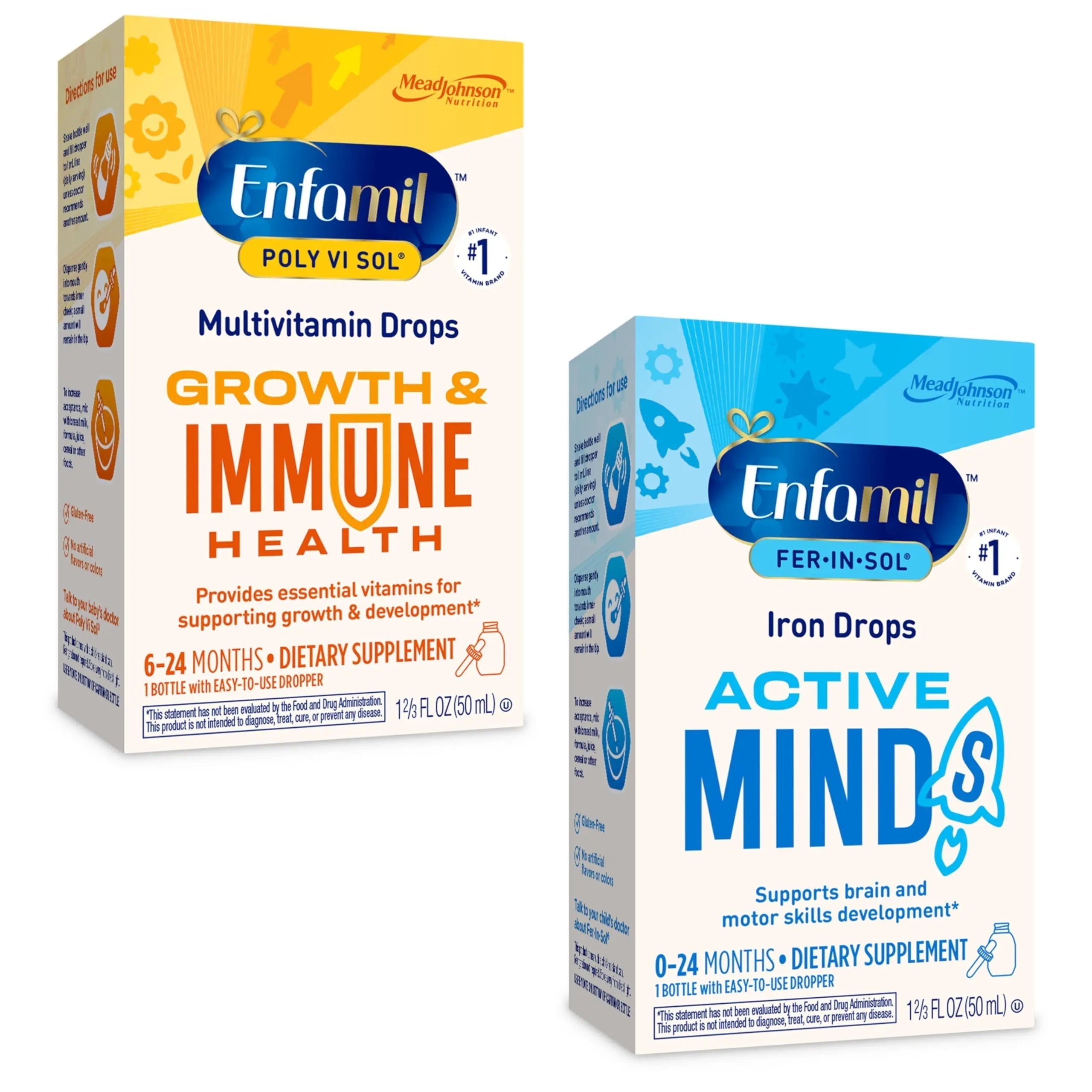 Enfamil Poly-Vi-Sol and Fer-in-Sol Iron Liquid Drop Multivitamin Supplements for Infants and Toddlers, 2x50 mL Dropper Bottle Enfamil Prenatals & Baby Vitamins buy supplements canada