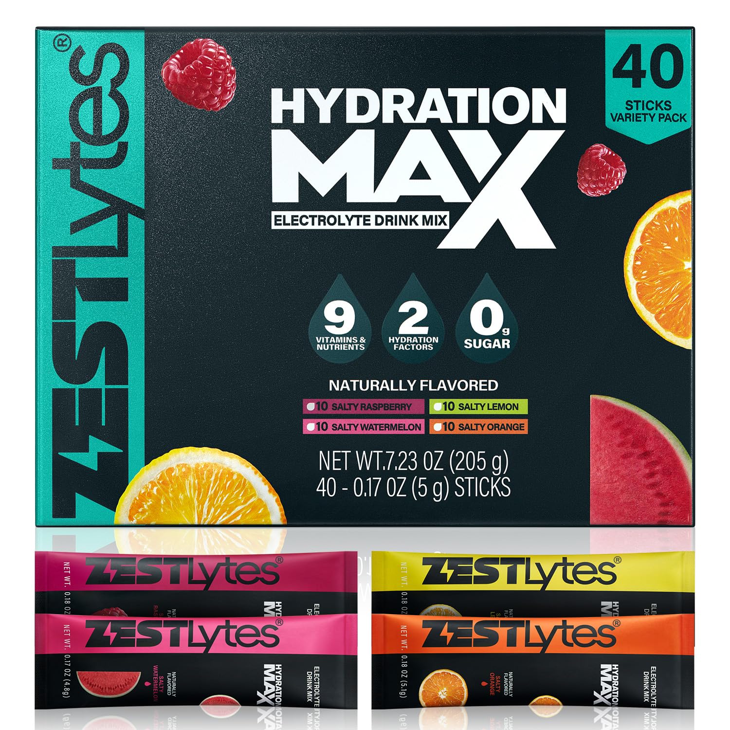 ZestLytes 40 Sticks Sport Hydration Sugar Free Electrolyte Packets, High Sodium Low Calorie Electrolyte Powder Drink Mix, Liquid Daily IV Flavors ZestLytes buy supplements canada