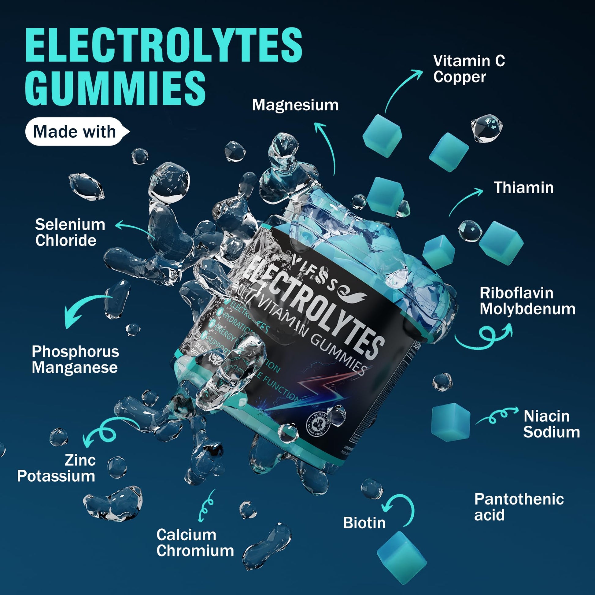 VIFSSG Electrolytes Gummies No Sugar, 120 Chewable Electrolyte Gummies with 6 Electrolytes for Runners and Endurance Sports, Refreshing Blue Raspberry, Hydration Electrolyte Chews, 1 Pack VIFSSG buy supplements canada