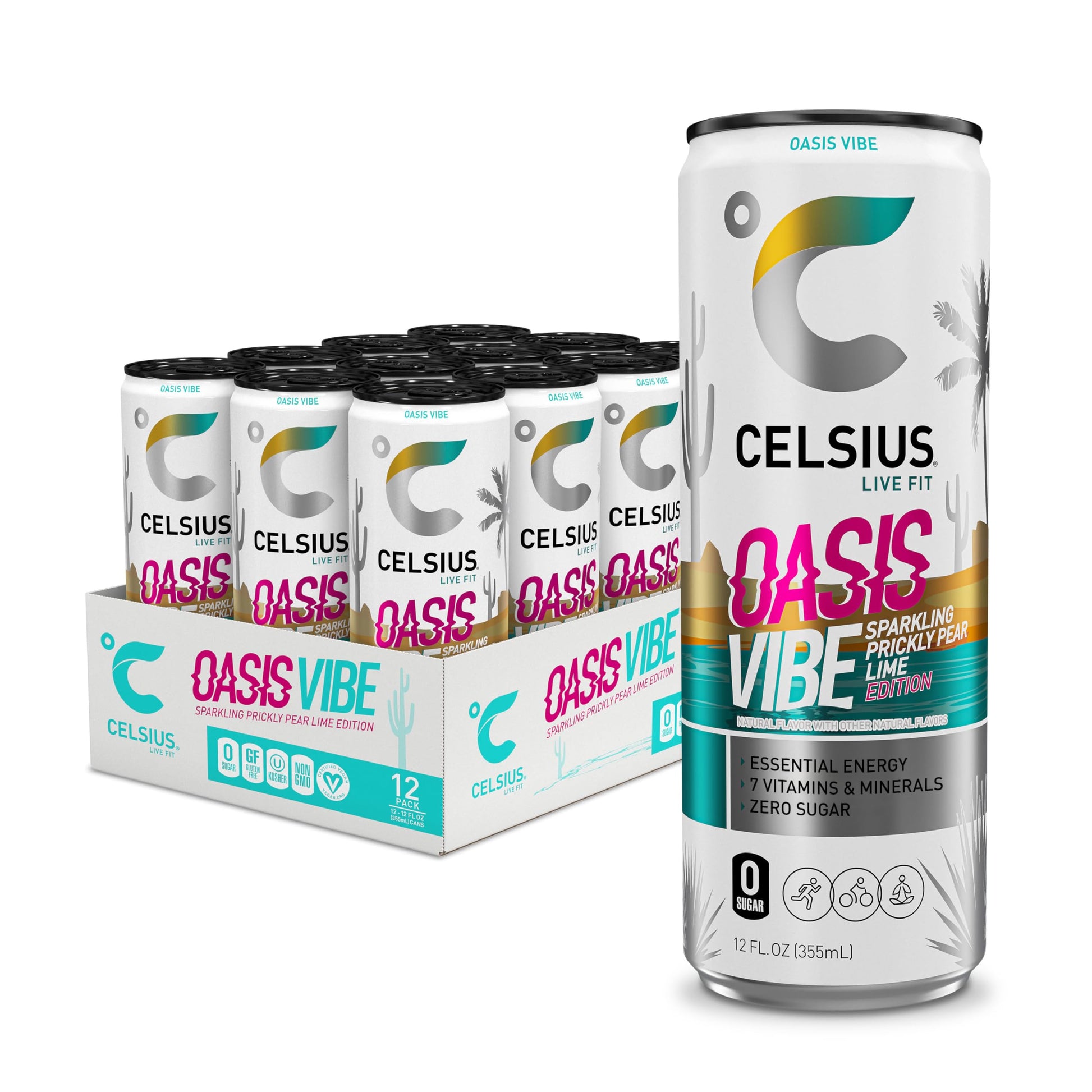 CELSIUS Sparkling Oasis Vibe, Functional Essential Energy Drink, 12 Fl Oz (Pack of 12) CELSIUS buy supplements canada