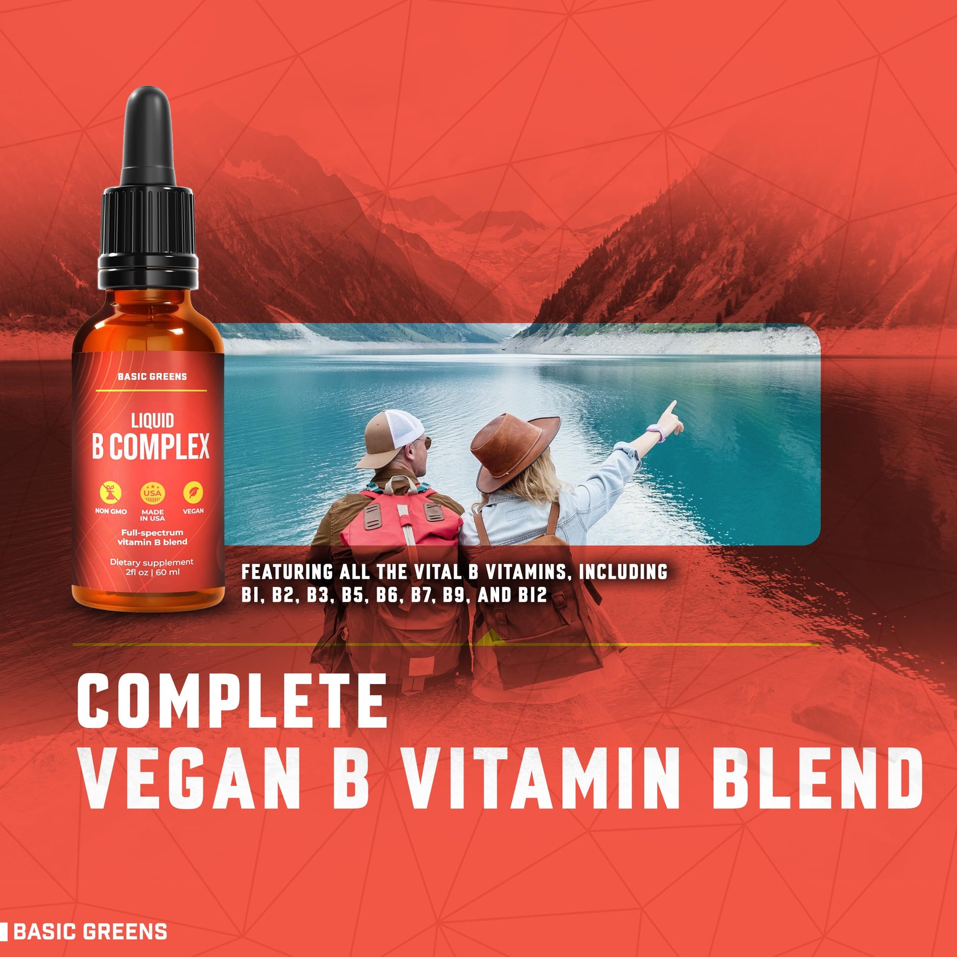 BASIC GREENS Vitamin B Complex Liquid Drops - Strength Sublingual Formula, Maximizes Absorption & Boosts Energy - B1, B2, B3, B5, B6, B7, B9, B12 - Natural Vegan Supplement BASIC GREENS buy supplements canada