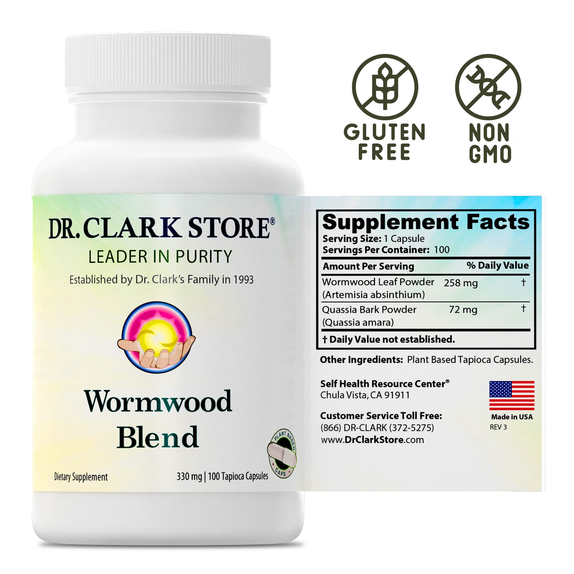 Dr Clark Superblend Wormwood Capsules - Vegetarian 330 mg, 100 Capsules - Wormwood Herb Without Artificial Preservatives, Wormwood Combination with Quassia Dr Clark Store buy supplements canada