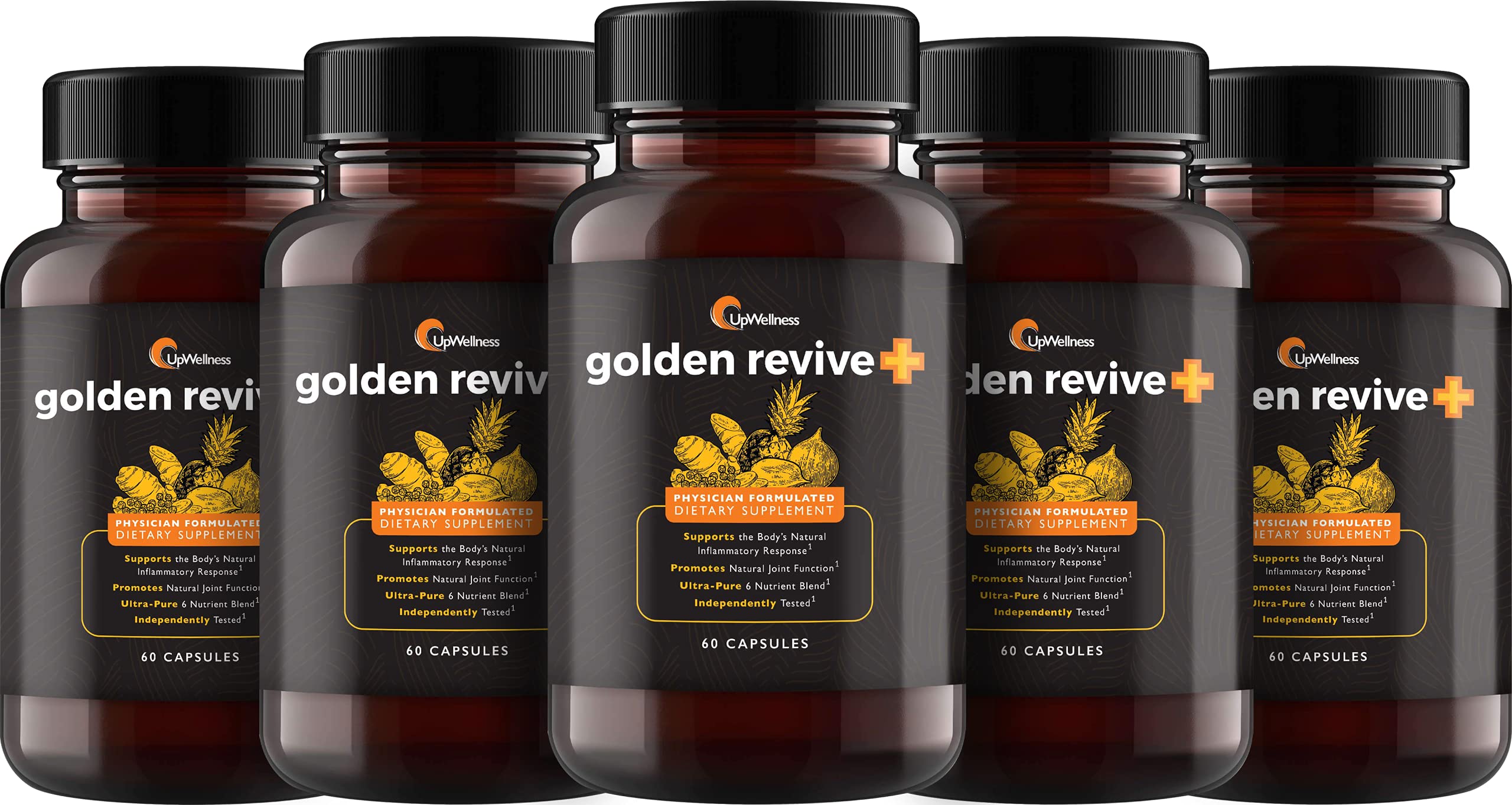 UpWellness Golden Revive + Joint Support Supplement Featuring Turmeric with Black Pepper, Quercetin, and Magnesium- Turmeric Boswellia Supplement - 6 Active Ingredients - 60 Capsules, 5 Pack UpWellness buy supplements canada
