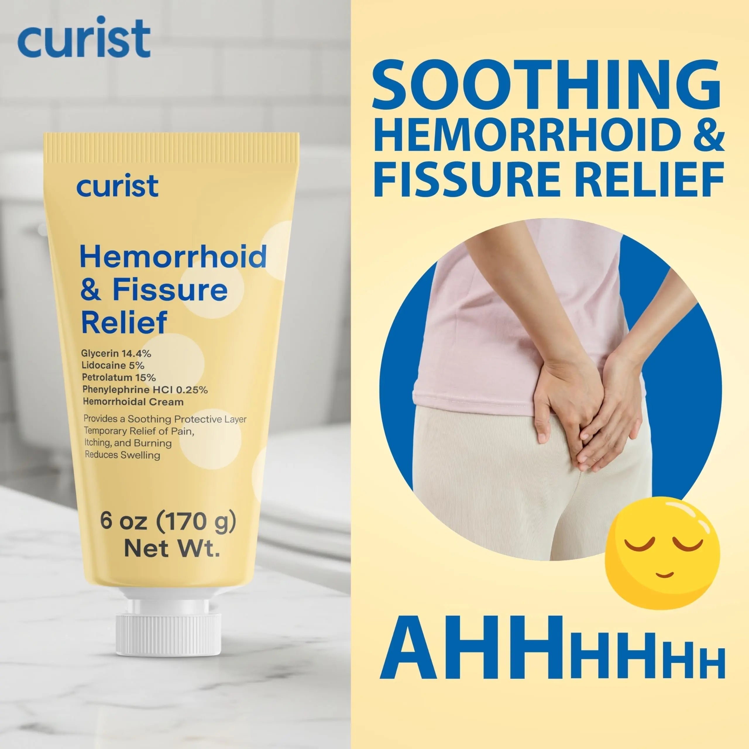 Curist Fissure and Hemorrhoid Cream with Lidocaine 5% and Phenylephrine HCl - Numbing Anal Fissure Cream Temporarily Shrinks Hemorrhoids - Reduces Itching, Swelling, & Burning - Huge Tube - 6oz Curist buy supplements canada