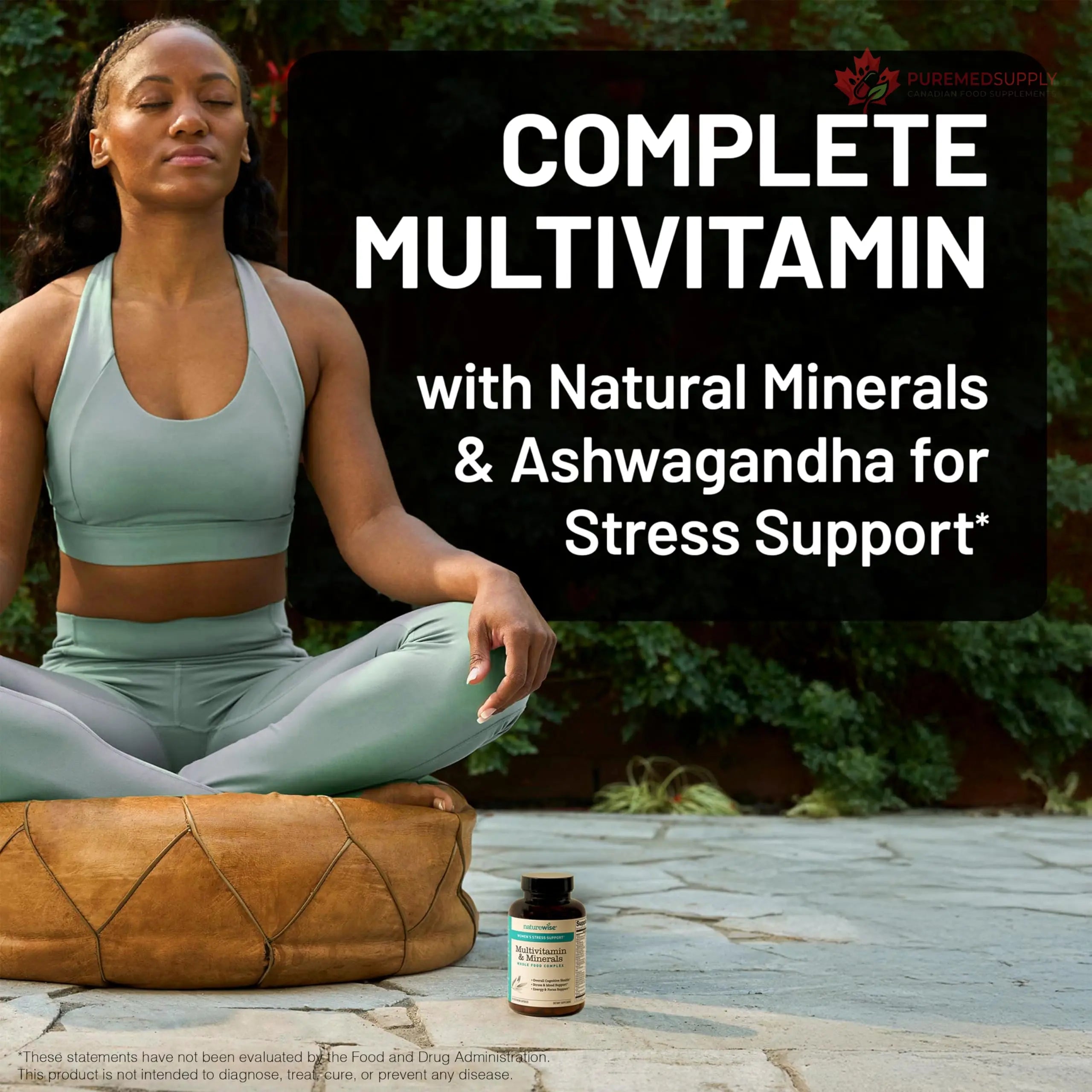 NatureWise Multivitamin for Women + Stress Support with Organic Whole Foods & Natural Minerals - B-Complex + Vitamin C + D3 K2 for Immunity, Hair, Skin & Nails - Non-GMO - 60 Capsules[30-Day Supply] NatureWise buy supplements canada