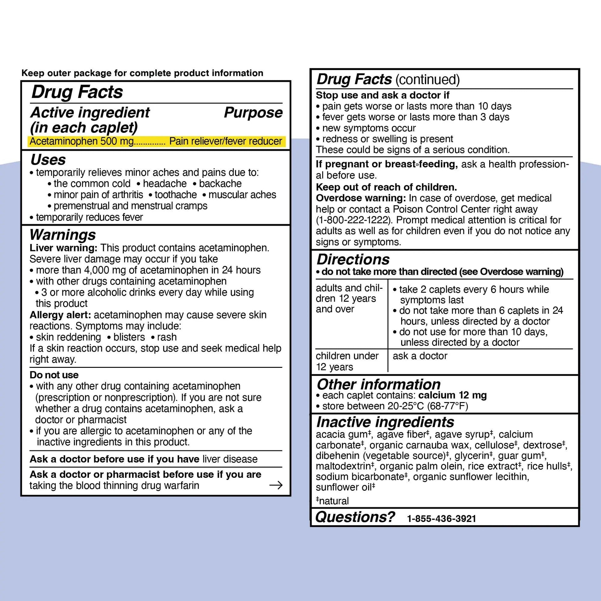 Genexa Clean Acetaminophen 500mg Extra Strength, Dye Free Pain Reliever Fever Reducer, 0% Artificial Additives, Pain Medicine for Adults, Relieves Headache, Backache, Minor Arthritis Pain, 100 Tablets Genexa buy supplements canada