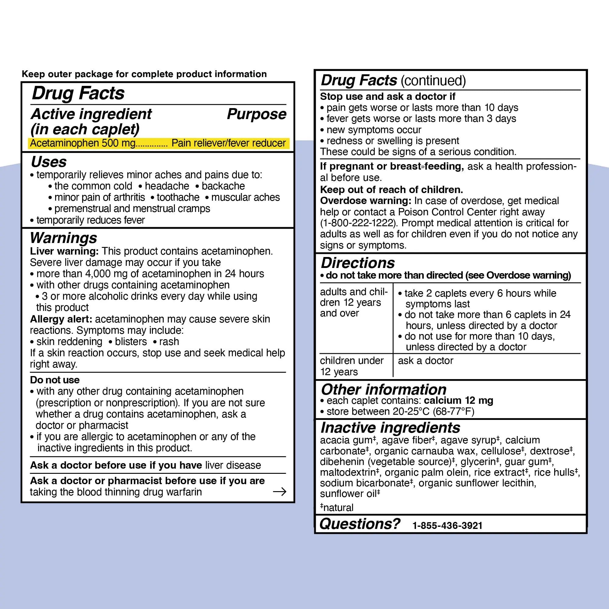 Genexa Clean Acetaminophen 500mg Extra Strength, Dye Free Pain Reliever Fever Reducer, 0% Artificial Additives, Pain Medicine for Adults, Relieves Headache, Backache, Minor Arthritis Pain, 100 Tablets Genexa buy supplements canada