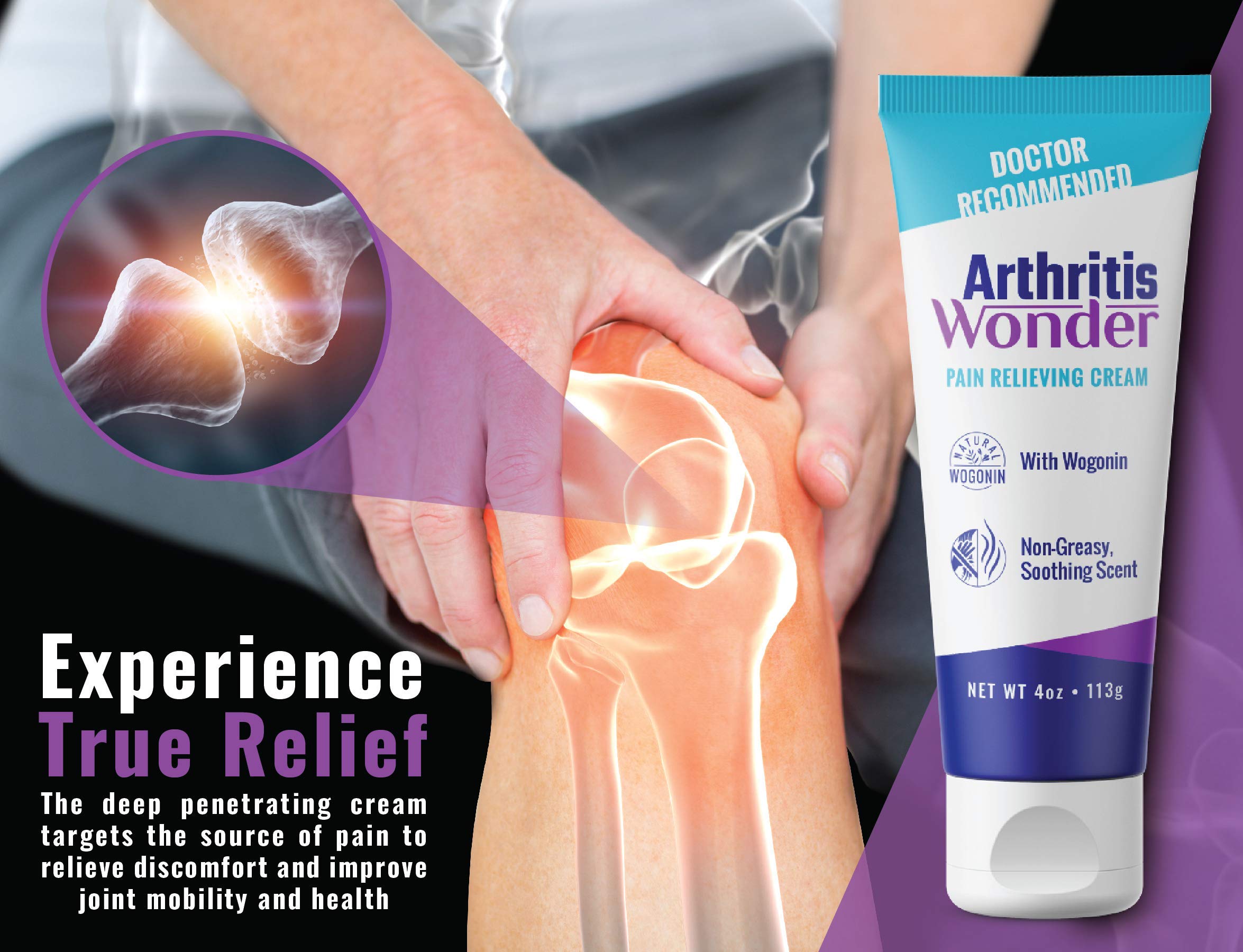 Arthritis Wonder Pain Relief Cream, 4 oz – Arthritis Pain Relief Cream for Hand, Knee, Foot and Wrist Joints – Fast-Acting, Deep Penetrating, Non-Greasy Formula with Natural Wogonin Arthritis Wonder buy supplements canada