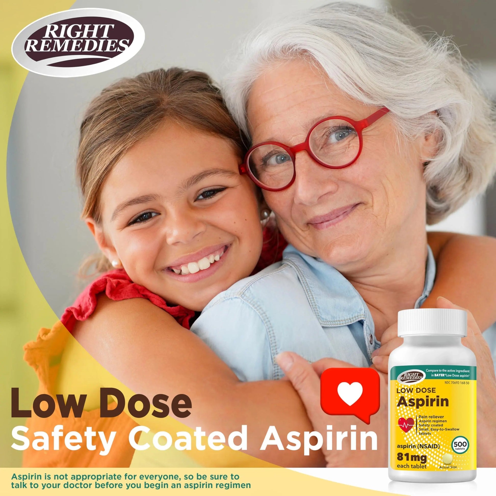 RIGHT REMEDIES Low Dose Aspirin 81mg, Enteric Coated Tablets, NSAID Pain Reliever & Fever Reducer for Adults, Compare to the Active Ingredient in Bayer® Low Dose Aspirin (500ct) RIGHT REMEDIES buy supplements canada