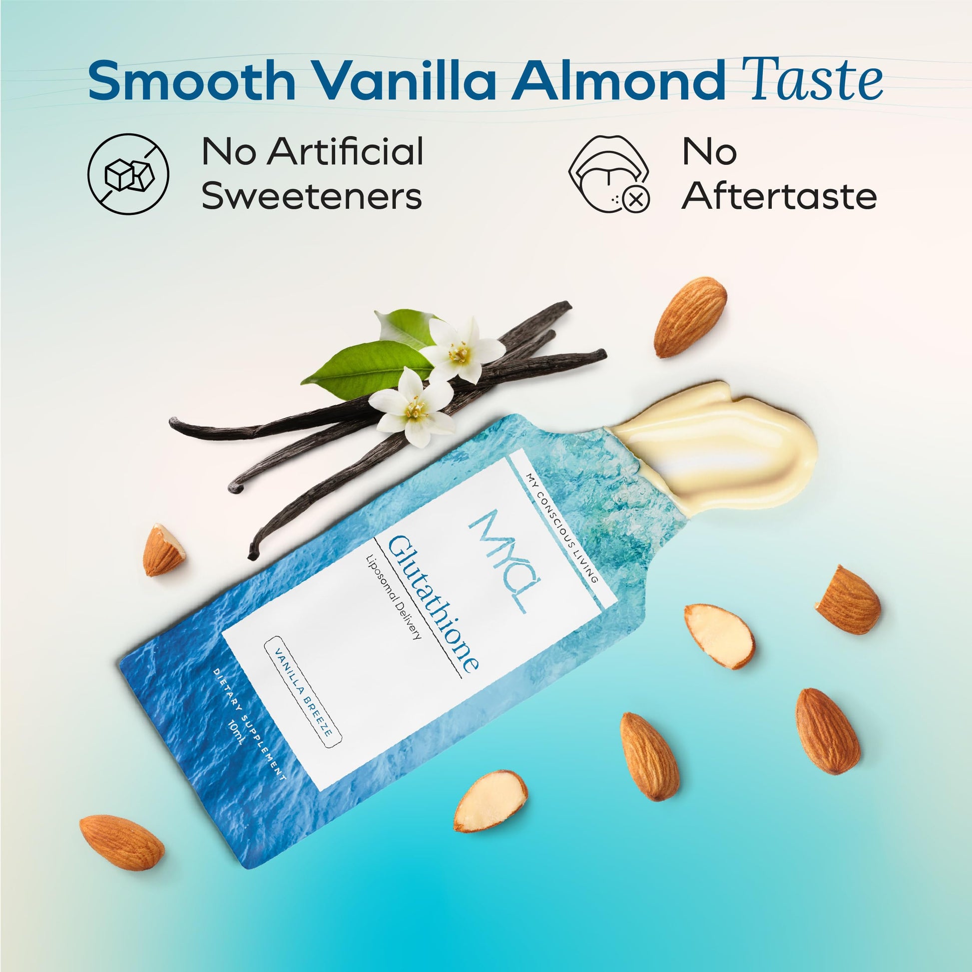 MYCL Liposomal Glutathione Supplement Squeeze Packs – Vitamin E and MCT Oil – Skin, Hair and Nail Health– High Absorption - Vanilla Almond – 30 Single-Serve Packets MYCL buy supplements canada