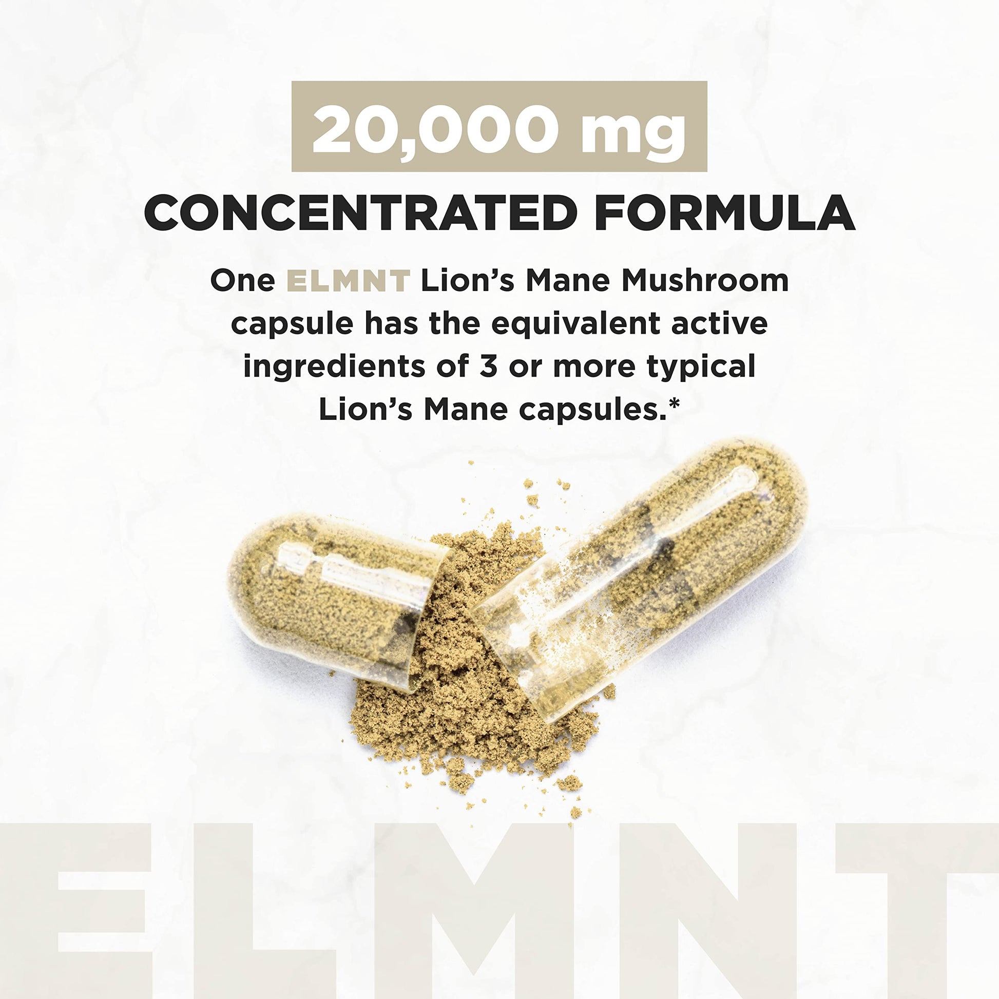 20,000mg 16x Strength Lions Mane Supplement Capsules Super Nootropic w. Ashwagandha & Rhodiola - Highest Potency Lion's Mane Mushroom Extract 50% Polysaccharides Brain Supplements for Memory and Focus TERRA ELMNT buy supplements canada