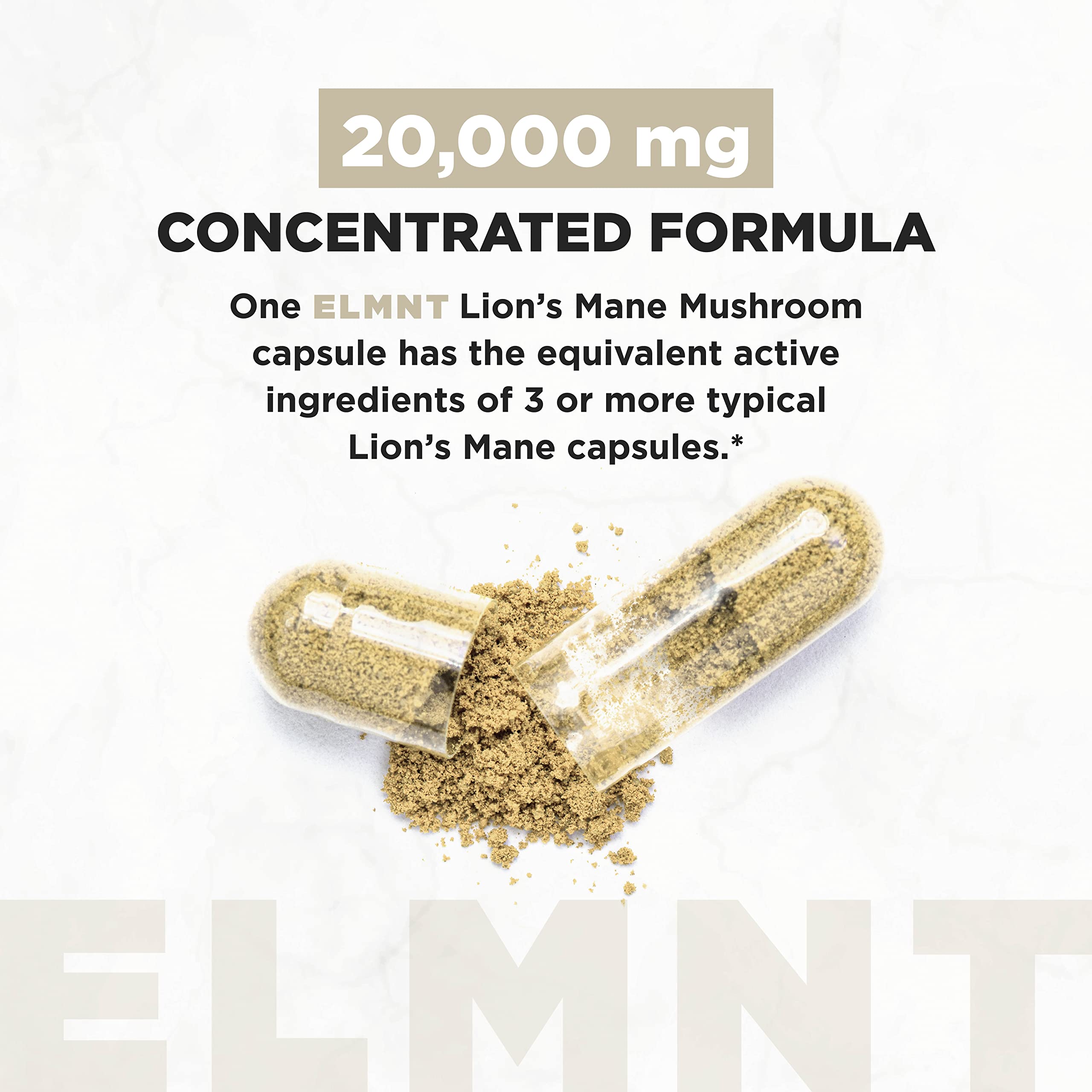 20,000mg 16x Strength Lions Mane Supplement Capsules Super Nootropic w. Ashwagandha & Rhodiola - Highest Potency Lion's Mane Mushroom Extract 50% Polysaccharides Brain Supplements for Memory and Focus TERRA ELMNT buy supplements canada
